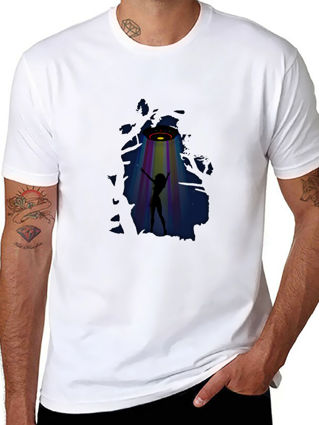 Black UFO Abduction Graphic Tee view 8