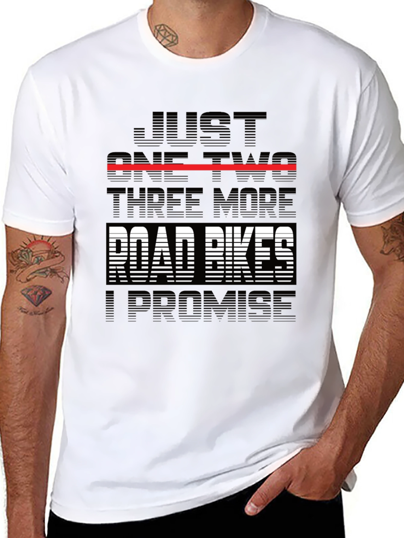 Black Funny Road Bike T-Shirt - "Just One Two Three More..." view 8
