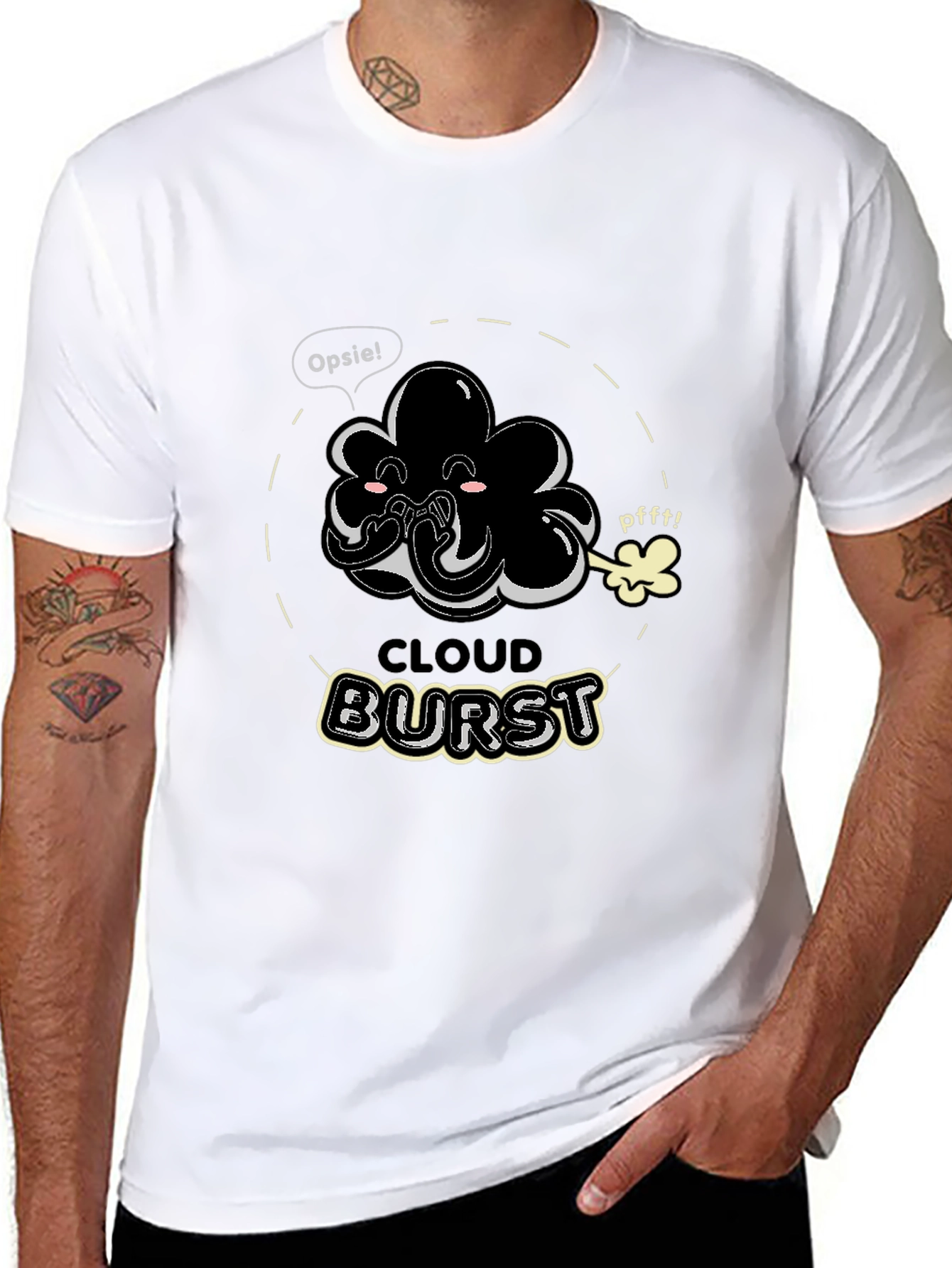 Black Cloud Burst Funny Graphic T-Shirt view 8