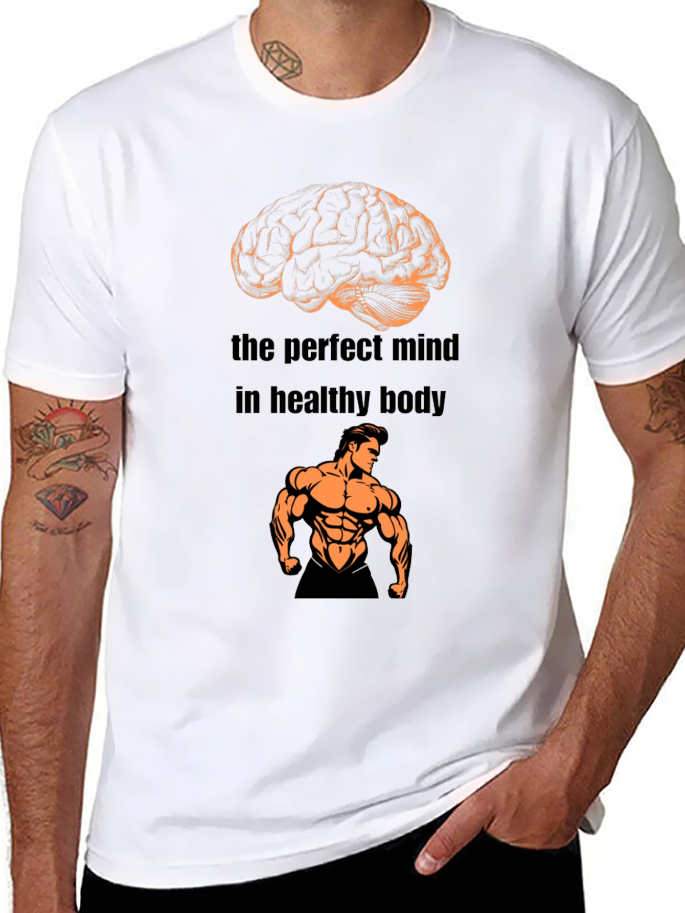 Black Mind & Body T-Shirt: The Perfect Mind in Healthy Body view 8