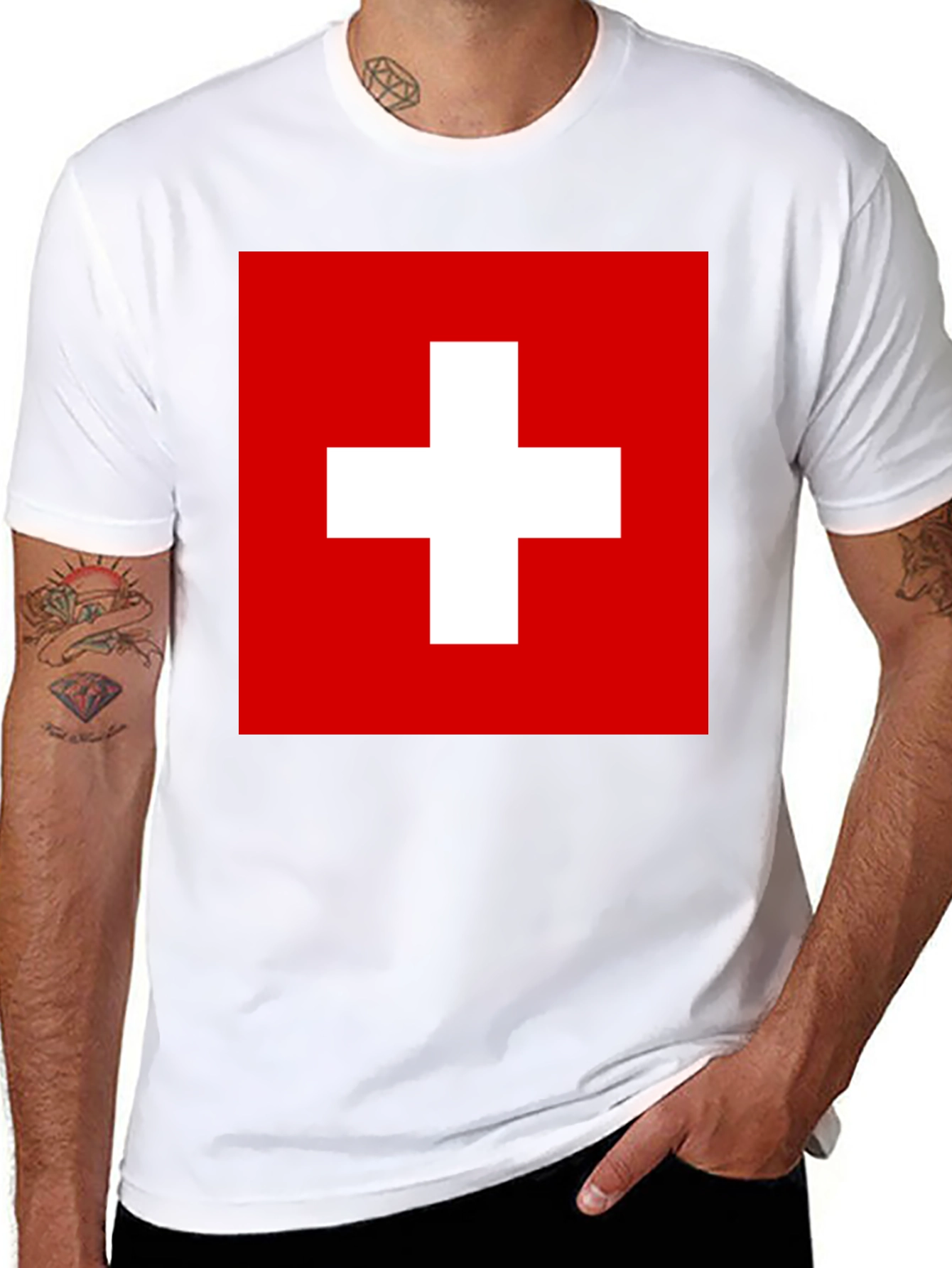 Black Switzerland Flag T-Shirt view 8