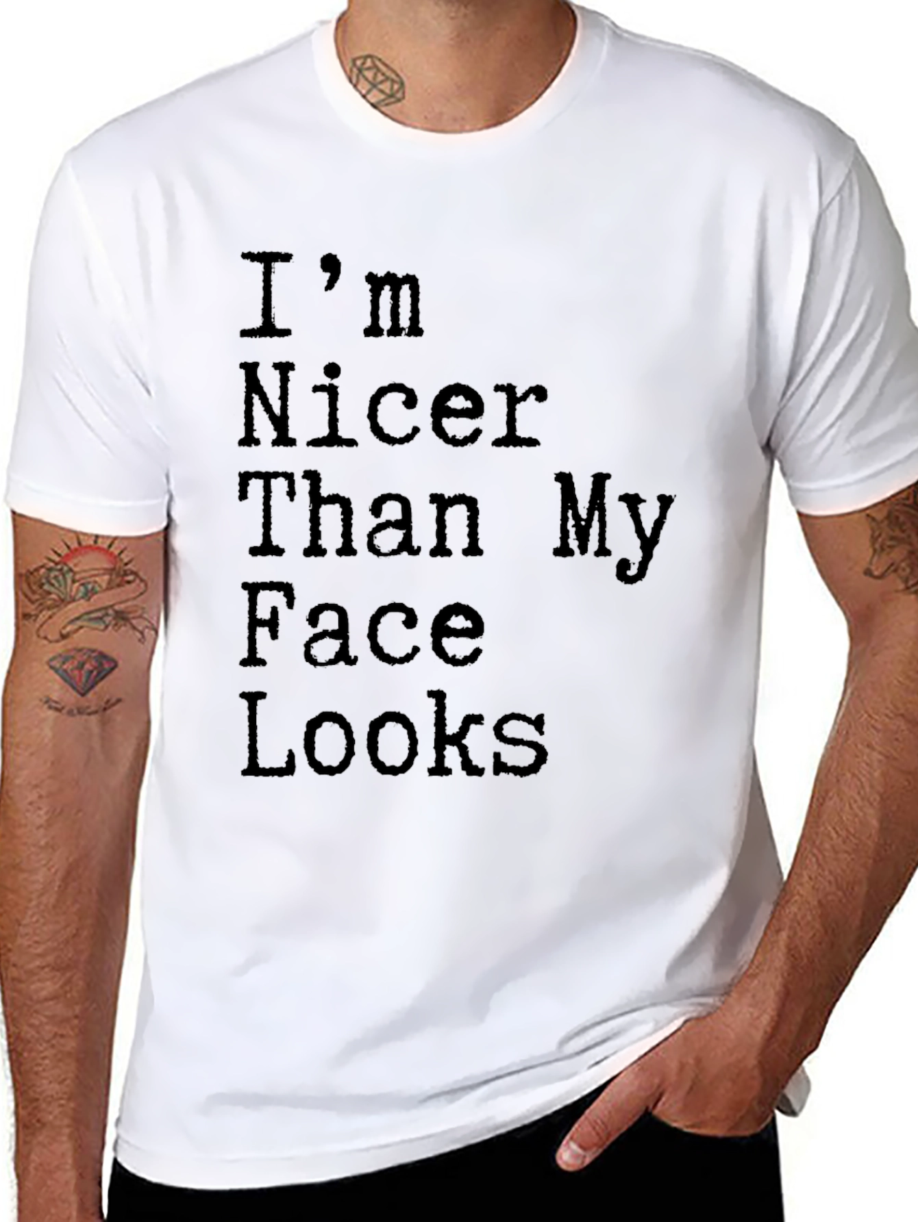 Black Funny "I'm Nicer Than My Face Looks" Graphic Tee view 8