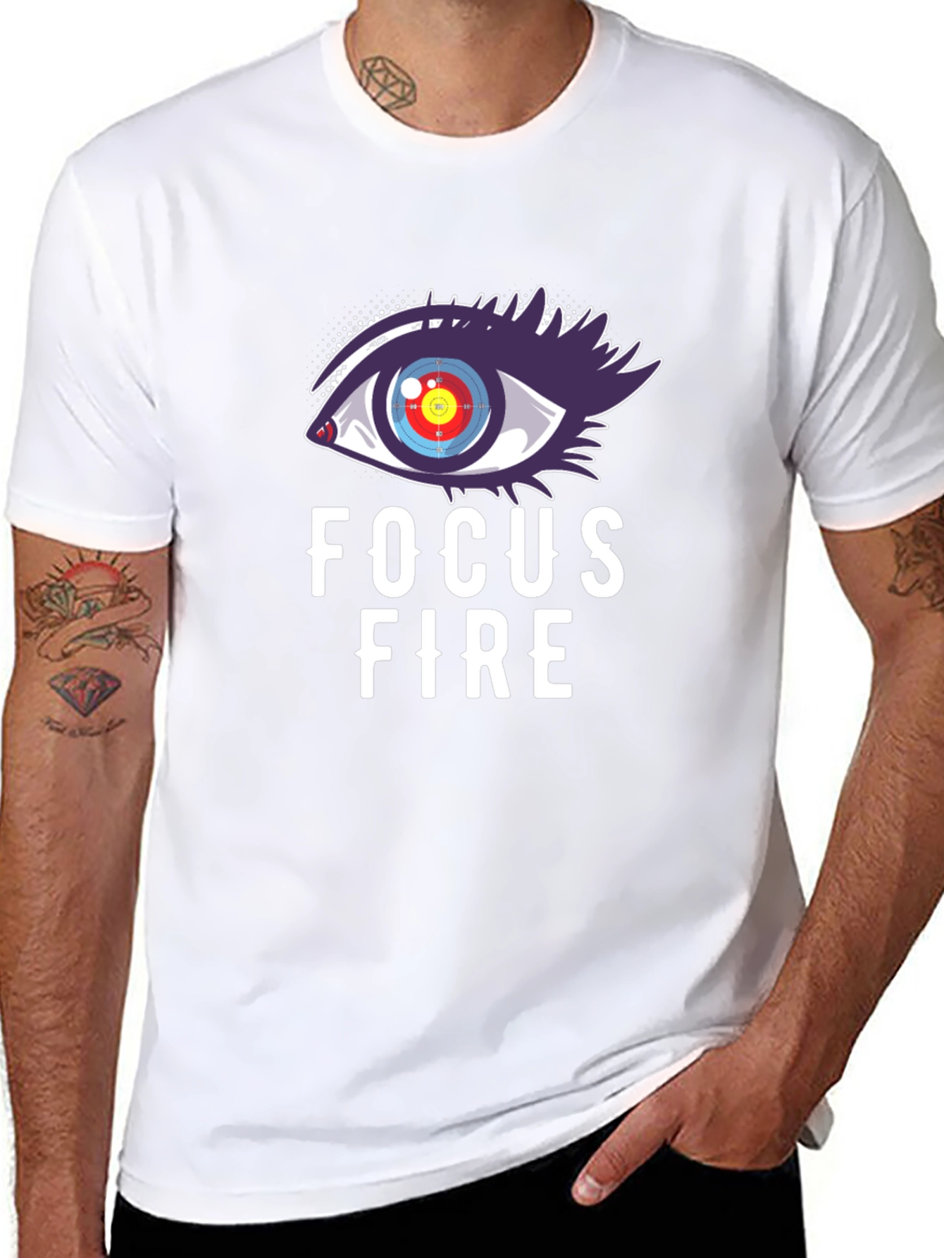 Black Focus Fire Graphic Tee - Eye Target T-Shirt view 8