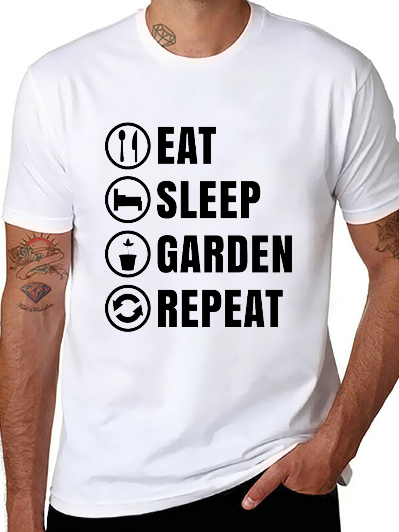 Black Eat Sleep Garden Repeat Graphic T-Shirt view 8