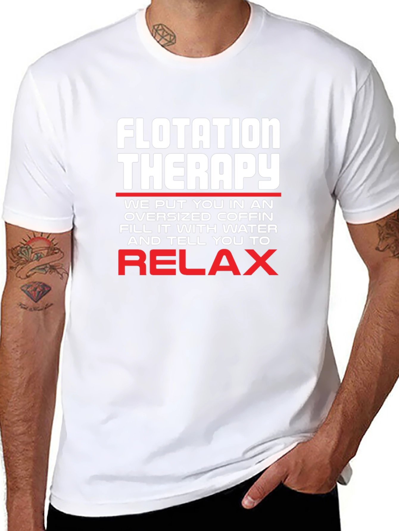 Black Flotation Therapy T-Shirt Funny Oversized Coffin Relax Tee view 8