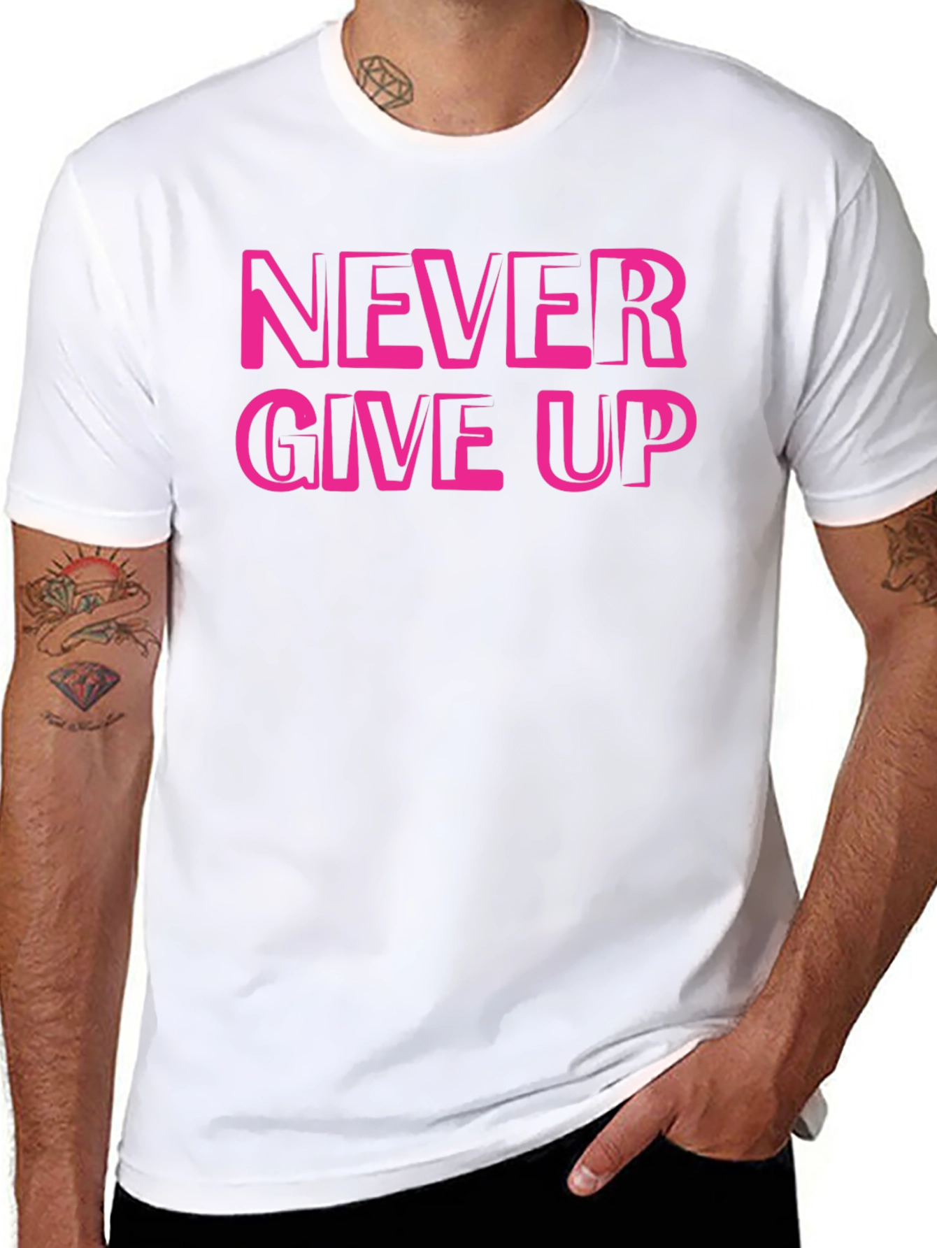 Black Never Give Up Graphic Print T-Shirt view 8