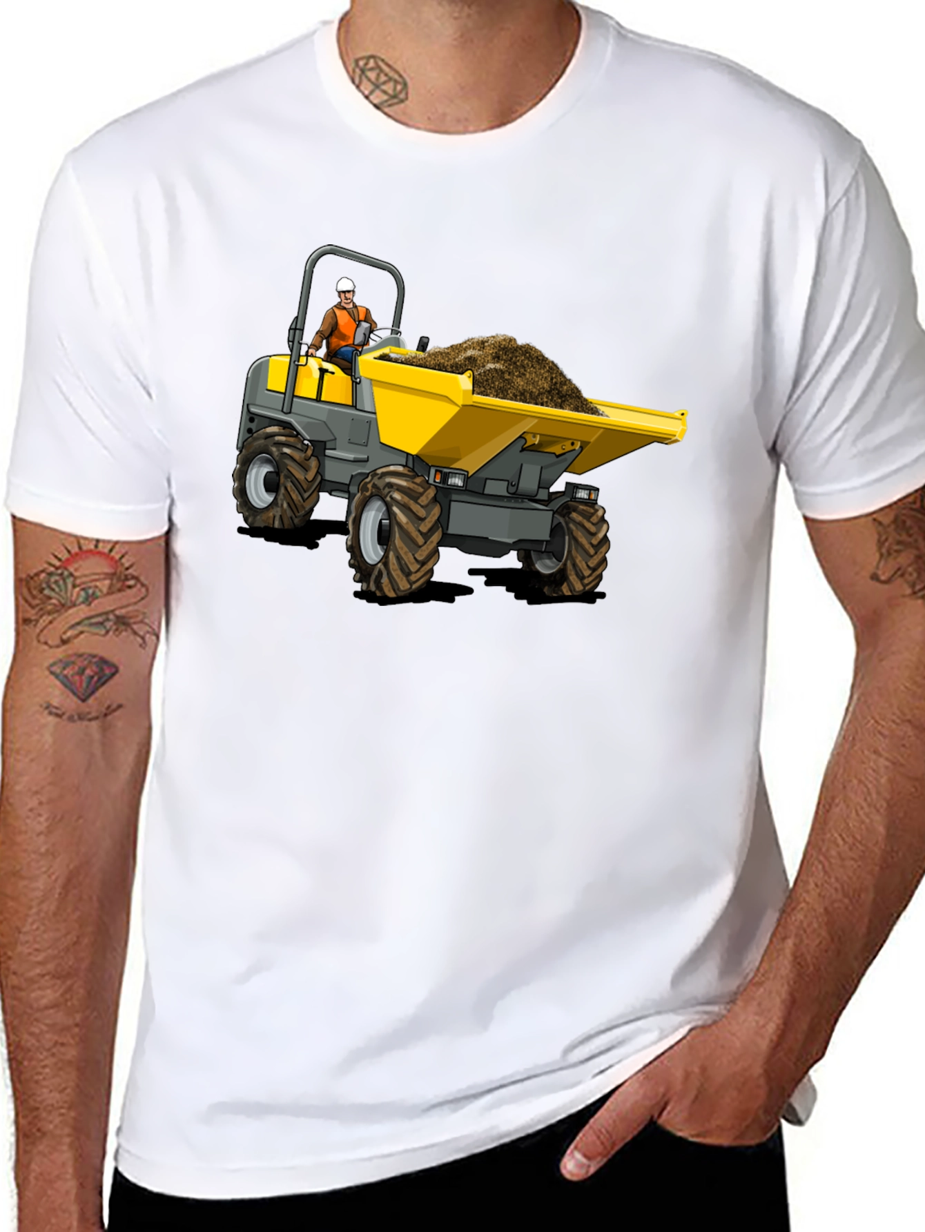 Black Construction Dumper Truck Graphic Tee view 8