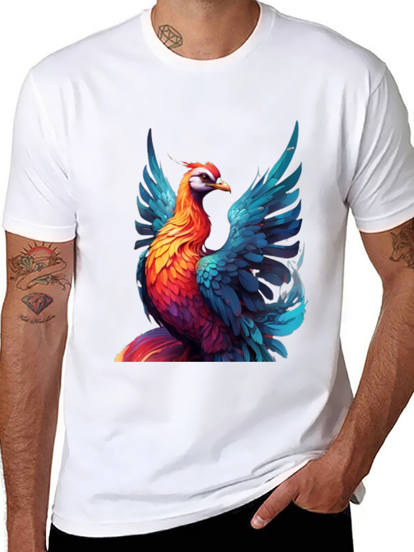 Black Vivid Phoenix Graphic T-Shirt - Bold Style view 8