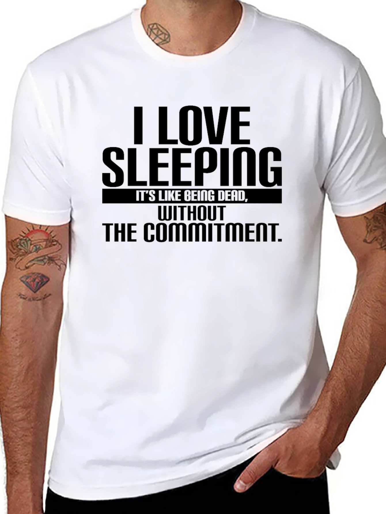 Black I Love Sleeping Funny Graphic T-Shirt view 8