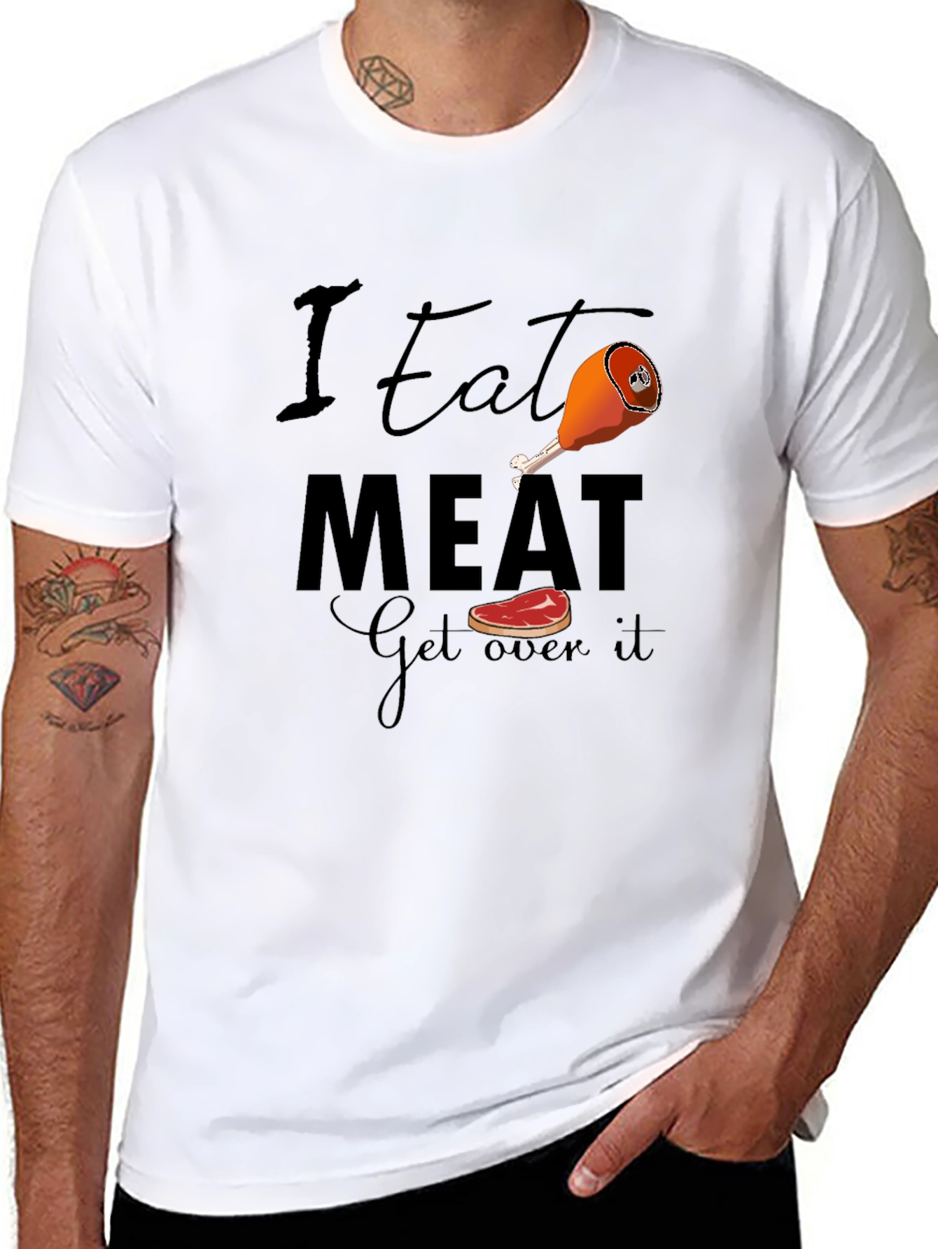 Black I Eat Meat Graphic Tee - Funny Meat Lover T-Shirt view 8