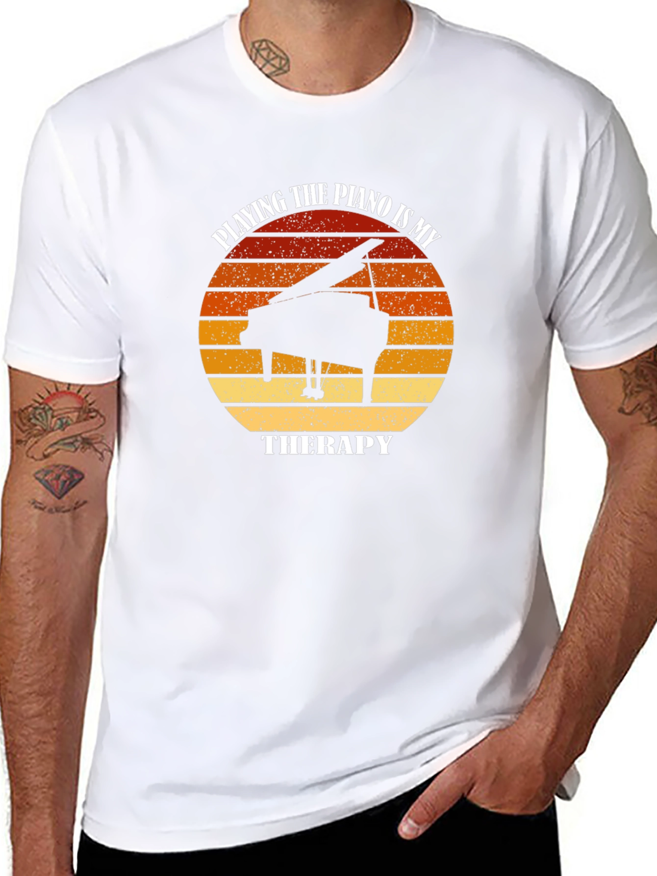 Black Piano Therapy T-Shirt - Musician's Comfort view 8