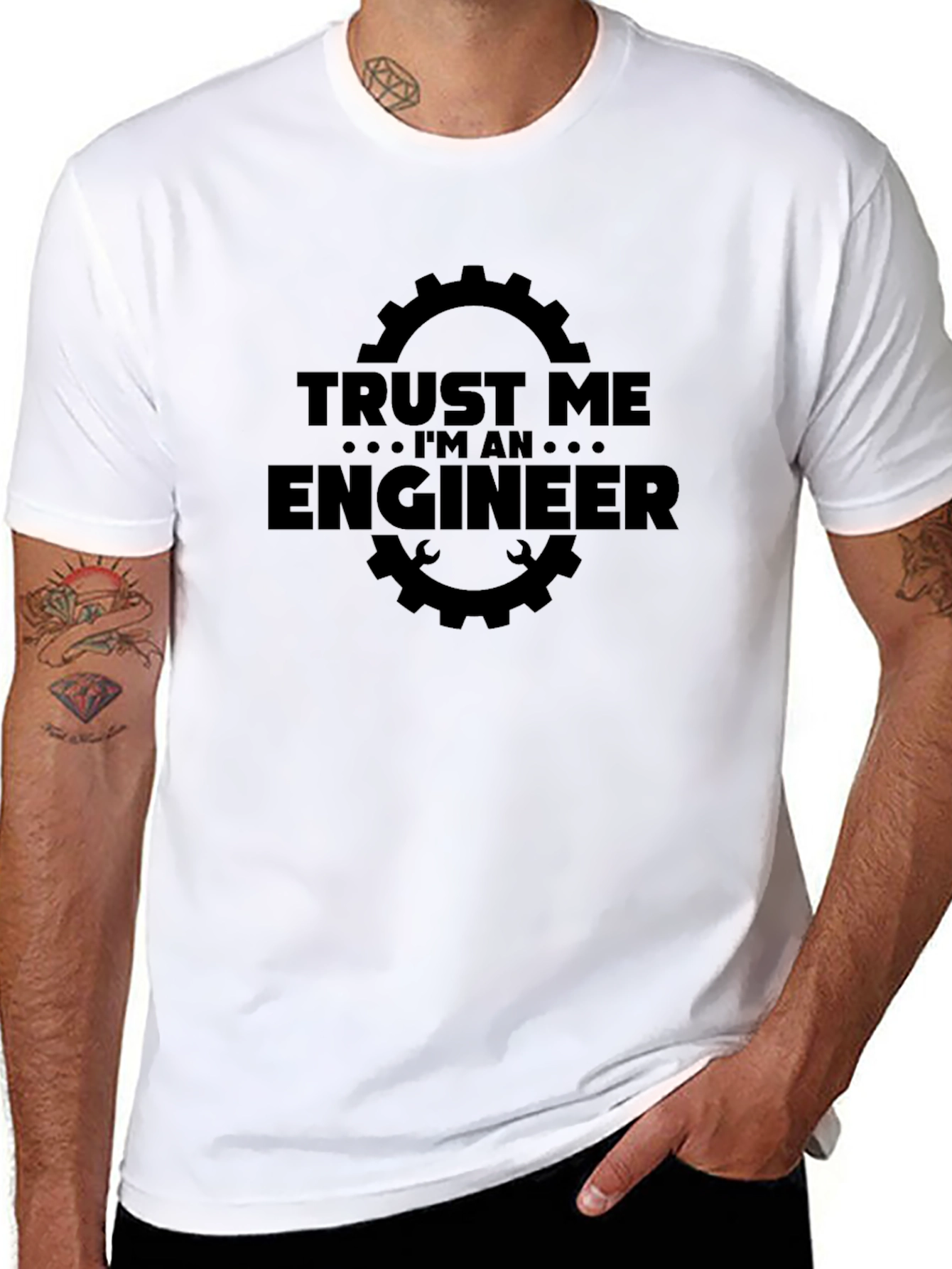 Black Trust Me I'm An Engineer Black T-Shirt view 8