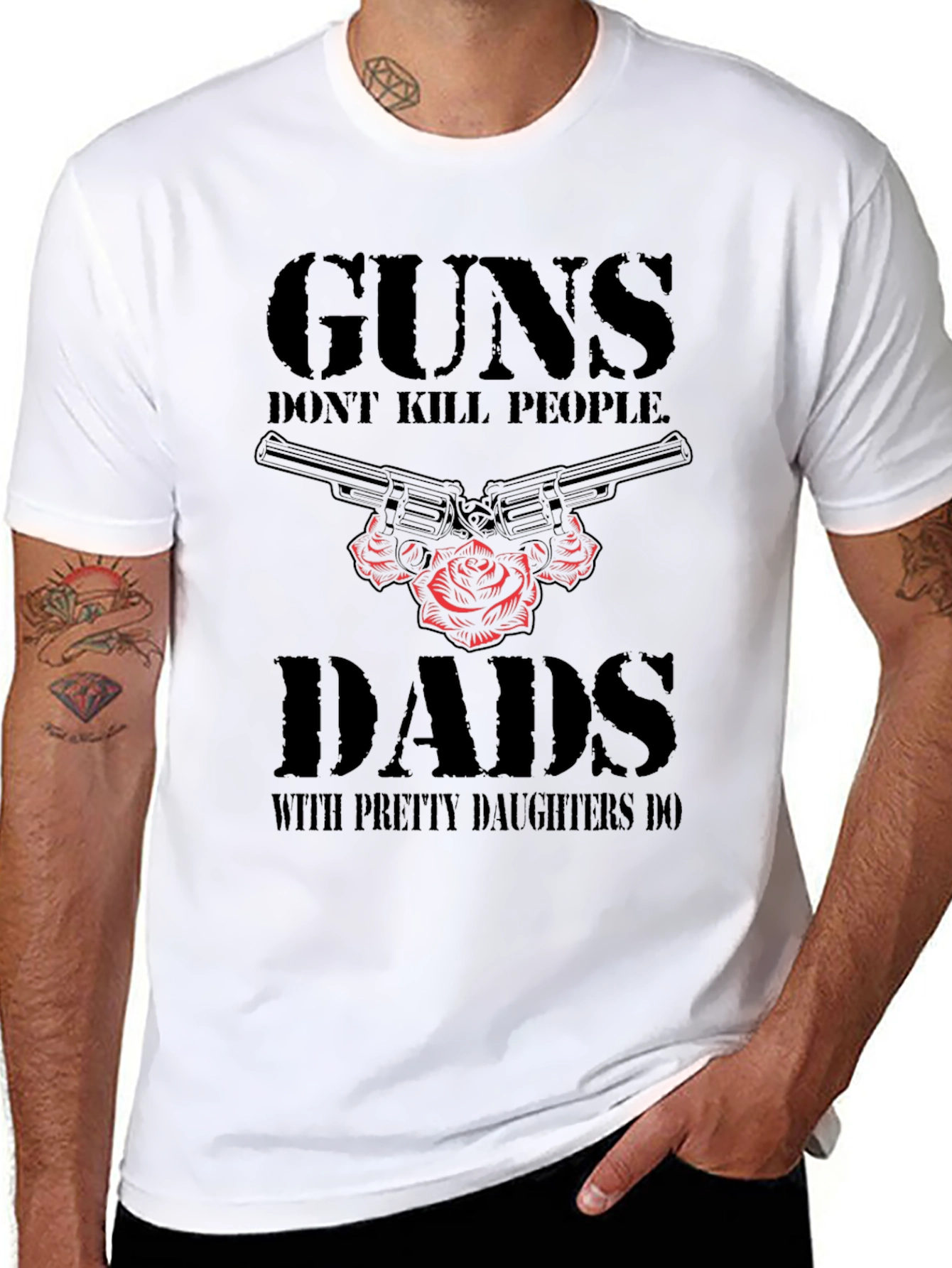Black Guns Don't Kill People Dads With Pretty Daughters Do T-Shirt view 8