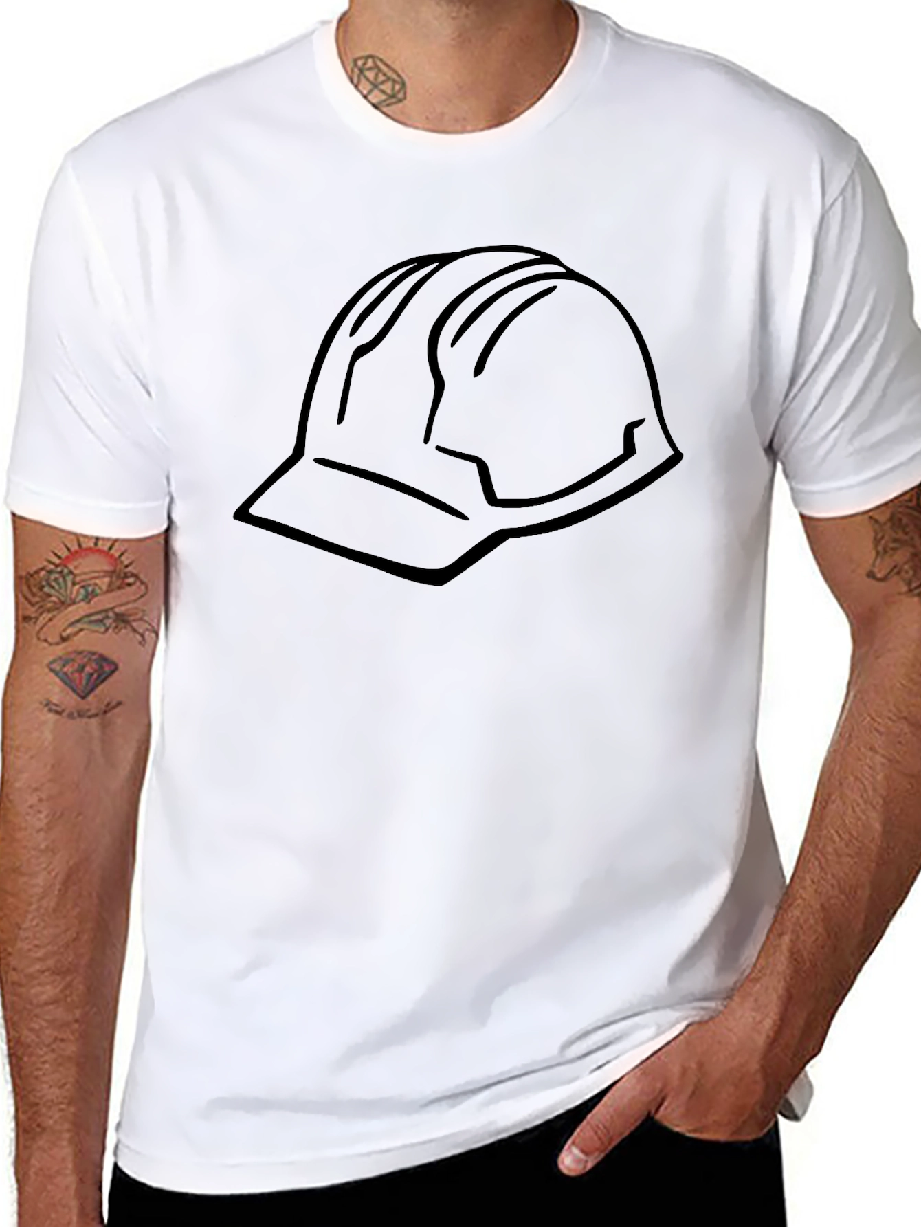 Black Black T-Shirt with Hard Hat Graphic view 8