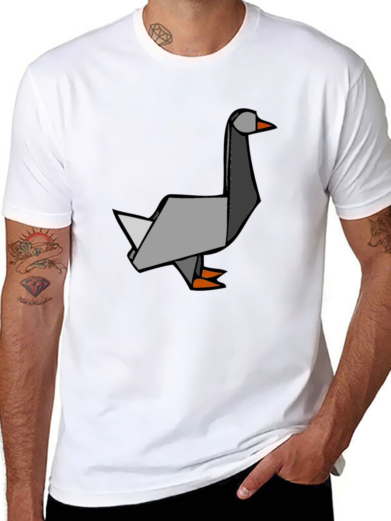 Black Origami Goose Graphic Tee - Unique Style view 8