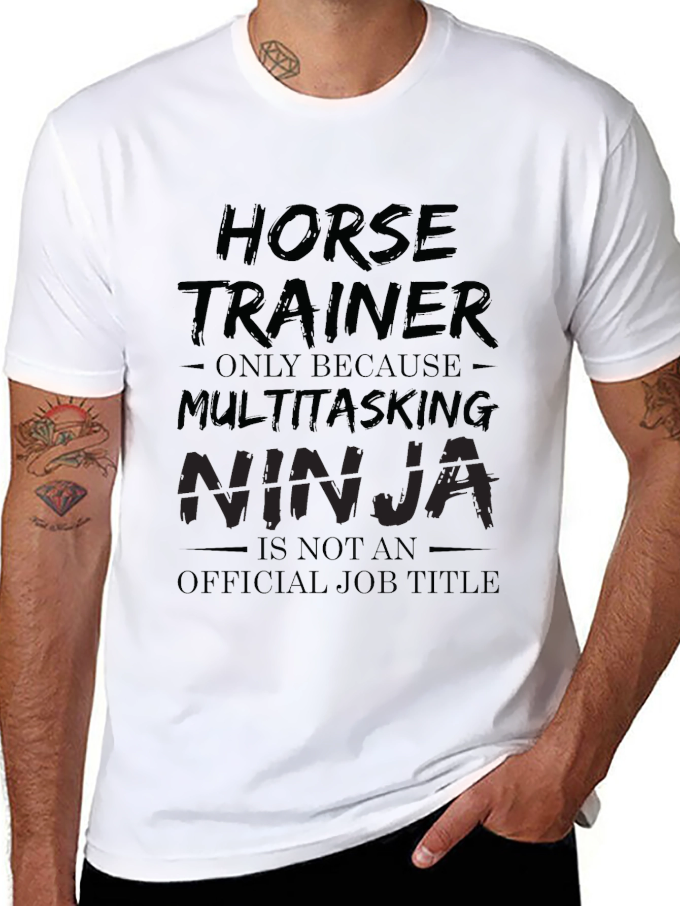 Black Horse Trainer Ninja Job Title Graphic Tee view 8