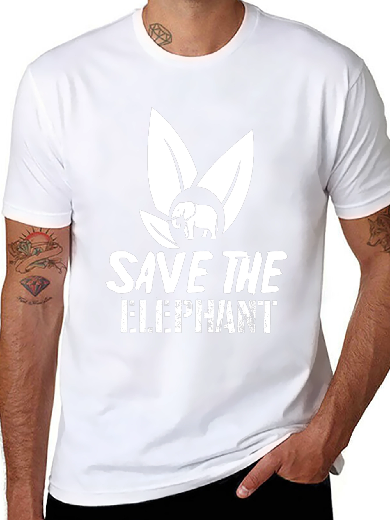 Black Save the Elephants Graphic Tee - Black Cotton T-Shirt view 8