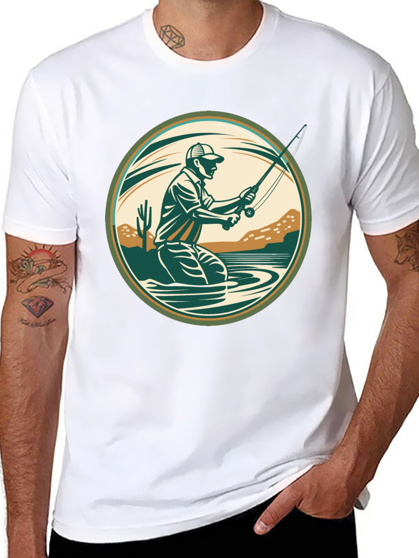 Black Fishing T-Shirt - Outdoor Adventure Design view 8