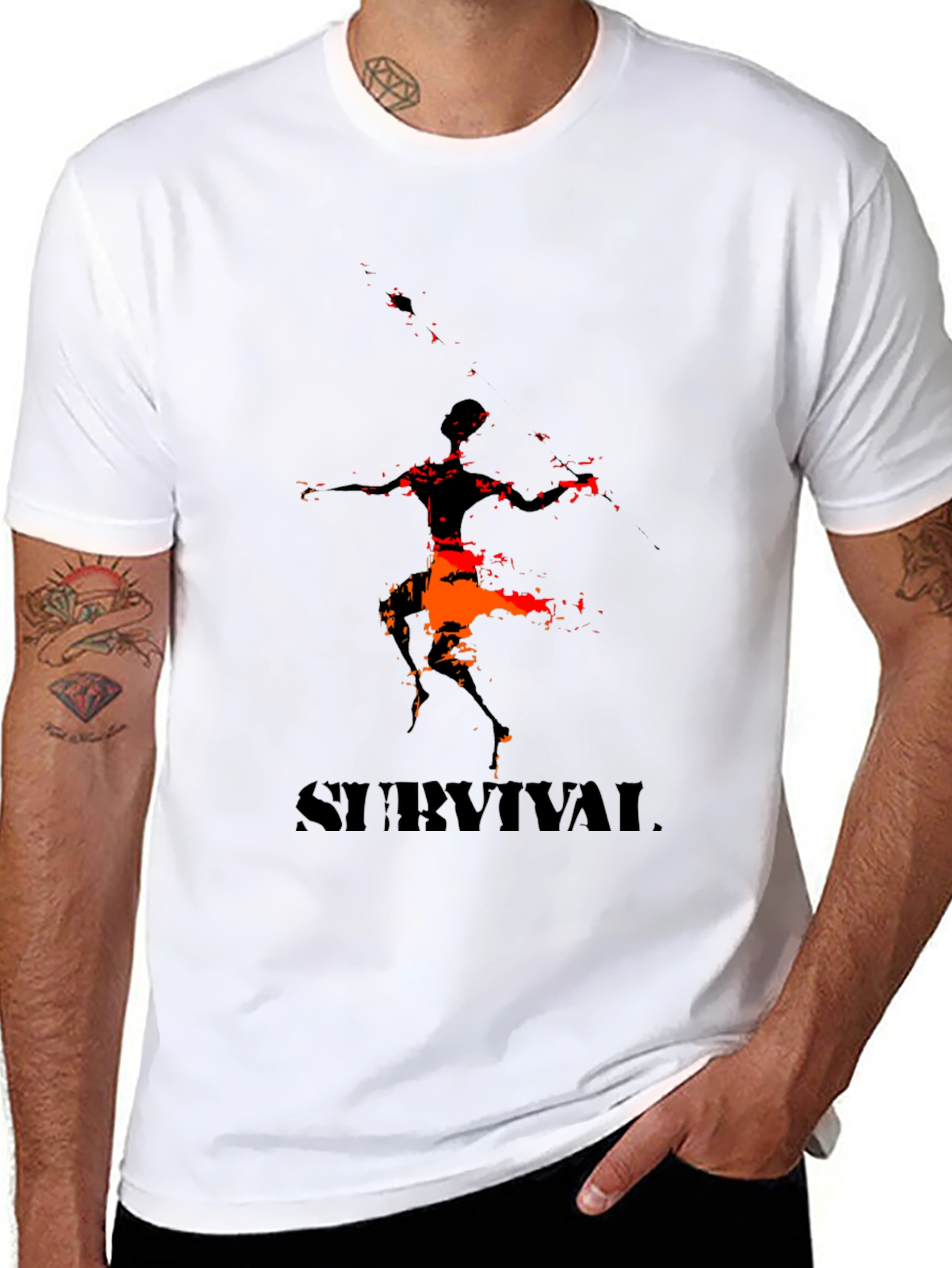Black Survival Graphic Tee - Men's Black T-Shirt view 8