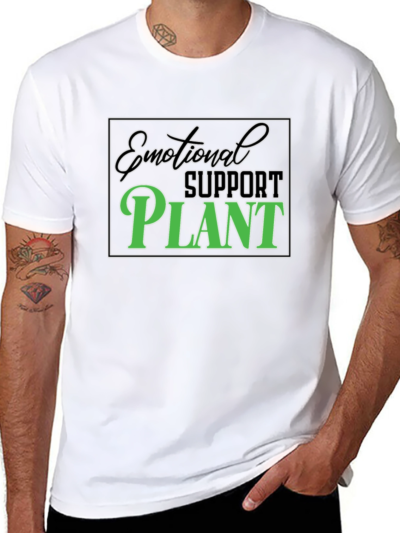 Black Emotional Support Plant Graphic T-Shirt view 8