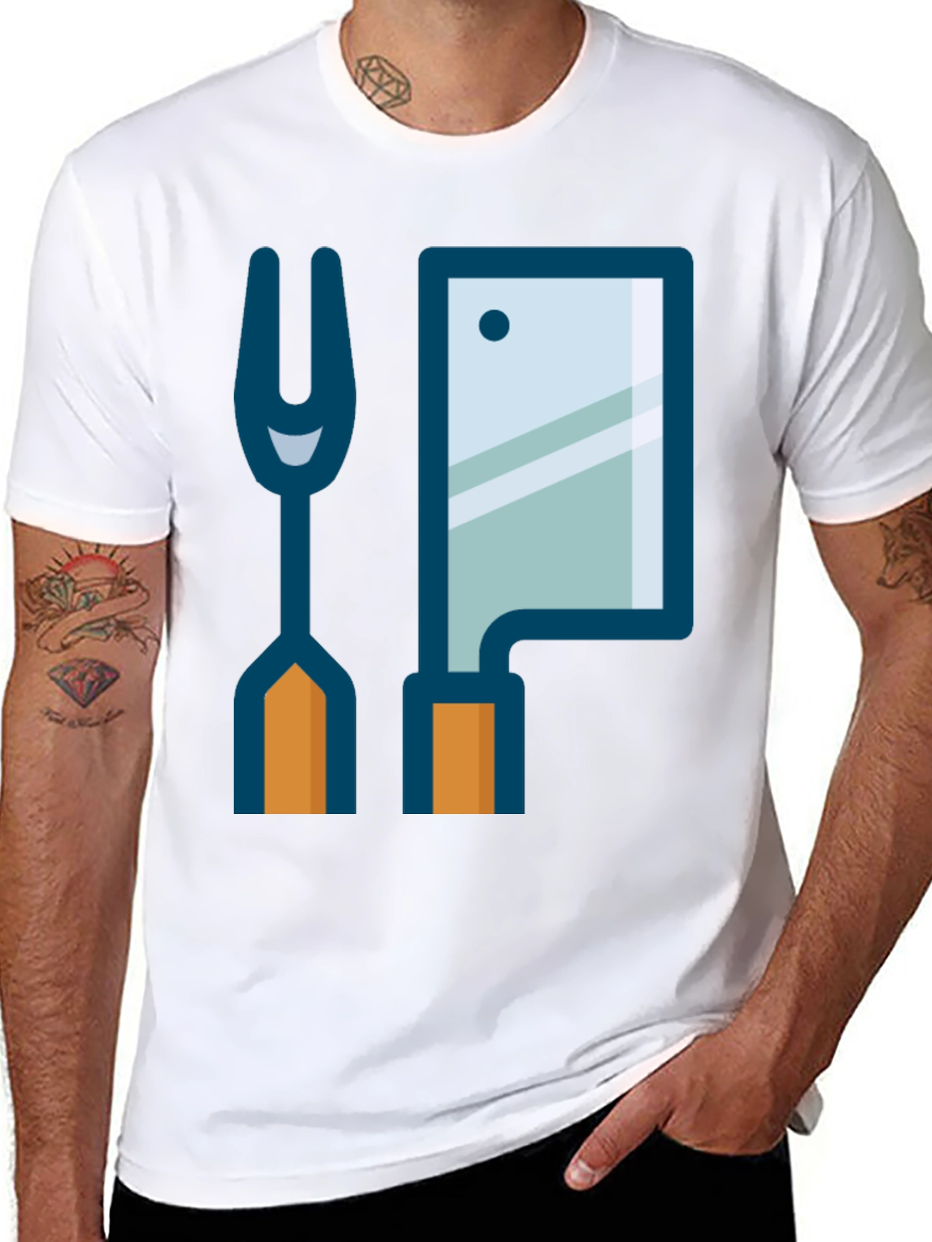 Black Butcher Fork & Cleaver Graphic Tee - Black view 8