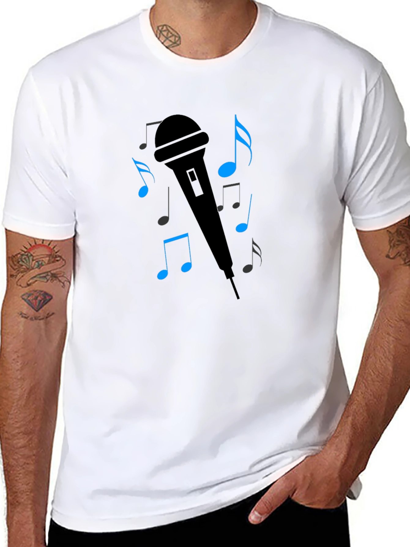 Black Singer's Mic Graphic Tee - Black T-Shirt view 8