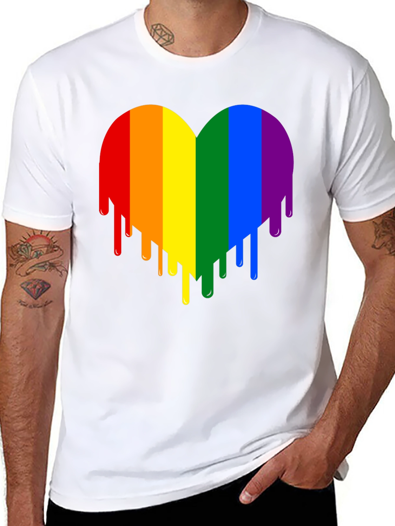 Black Rainbow Heart Drip Graphic Tee view 8