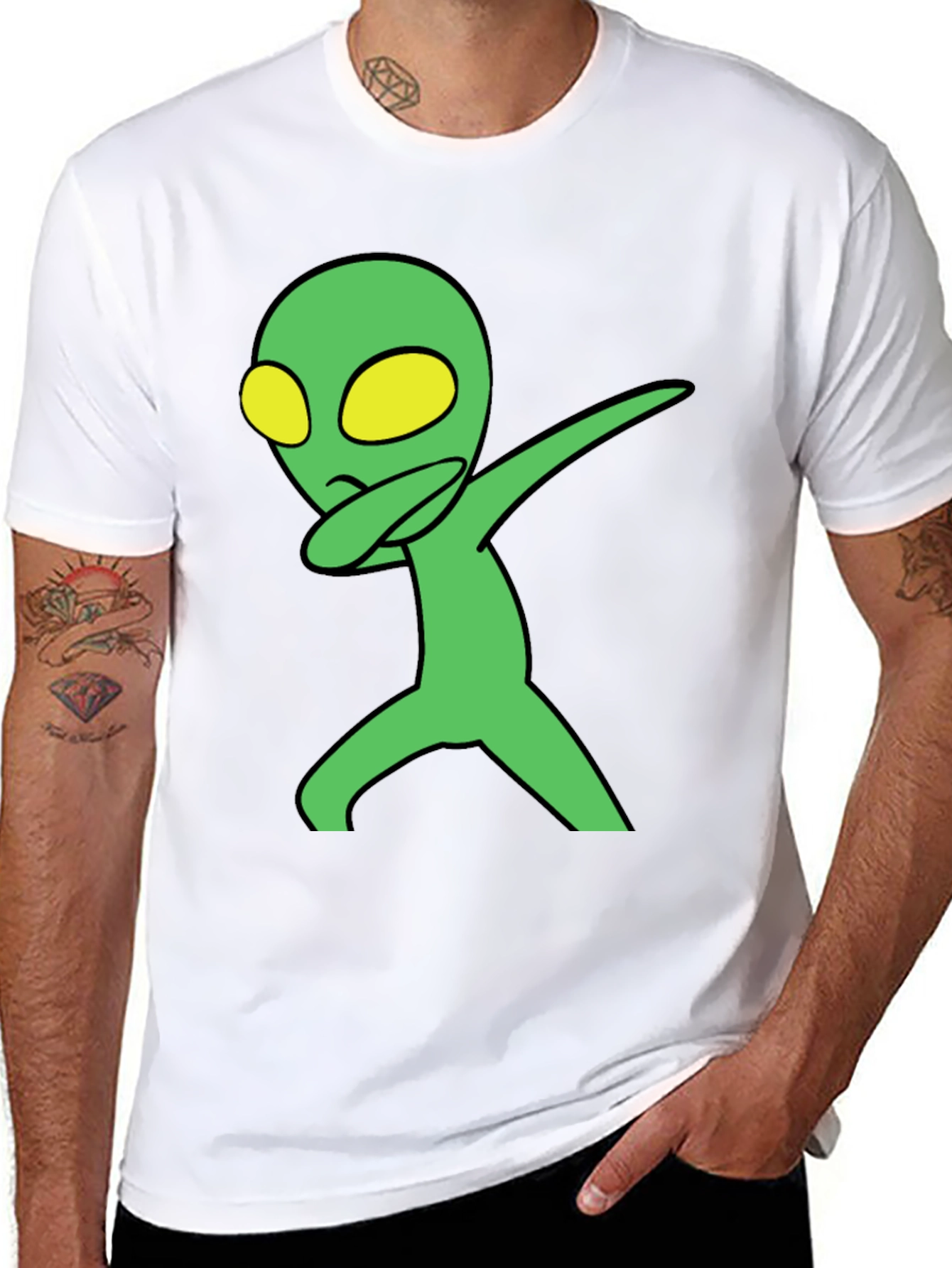 Black Alien Dab Graphic T-Shirt - Black Cotton Blend view 8
