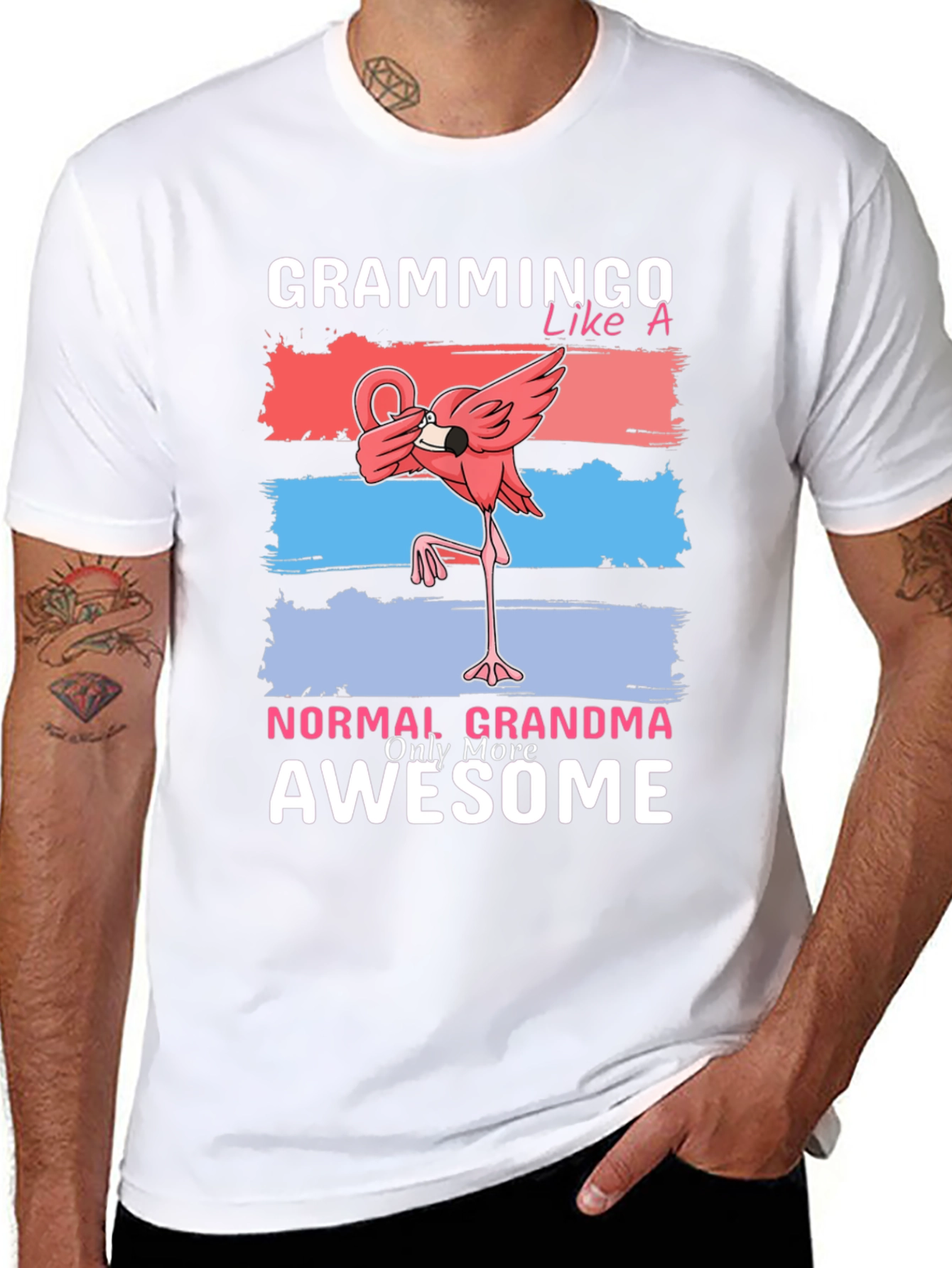 Black Grammingo Flamingo Grandma T-Shirt view 8
