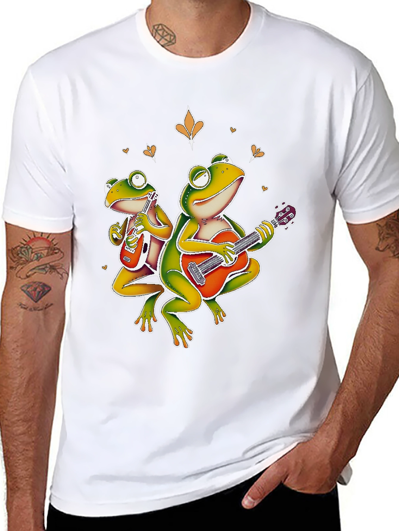 Black Frog Band Graphic Tee - Guitar Playing Amphibians view 8