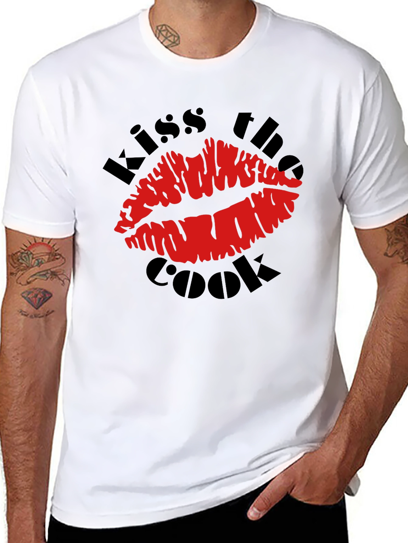 Black Kiss the Cook Graphic T-Shirt - Novelty Design view 8