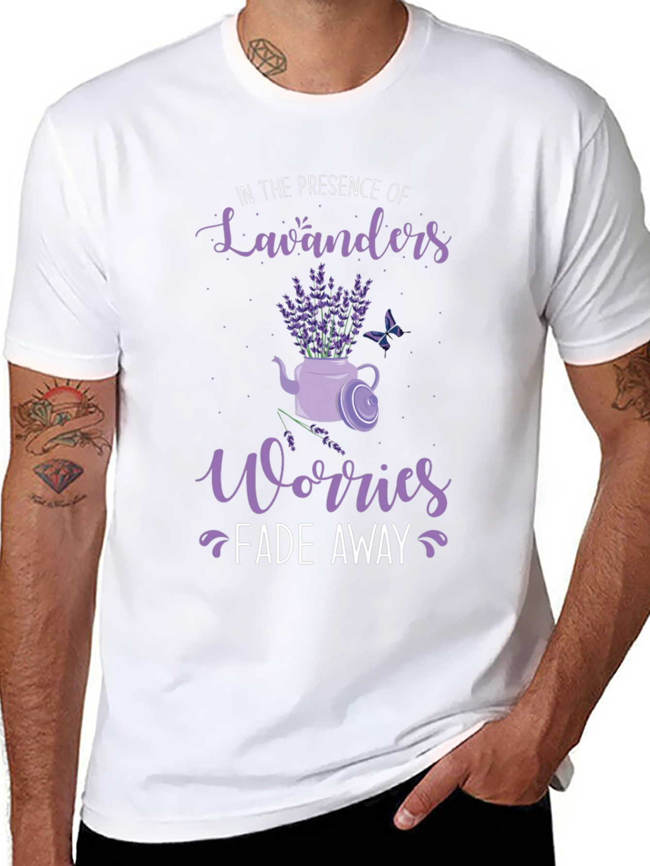Black Lavender Lovers Tee: Worries Fade Away view 8