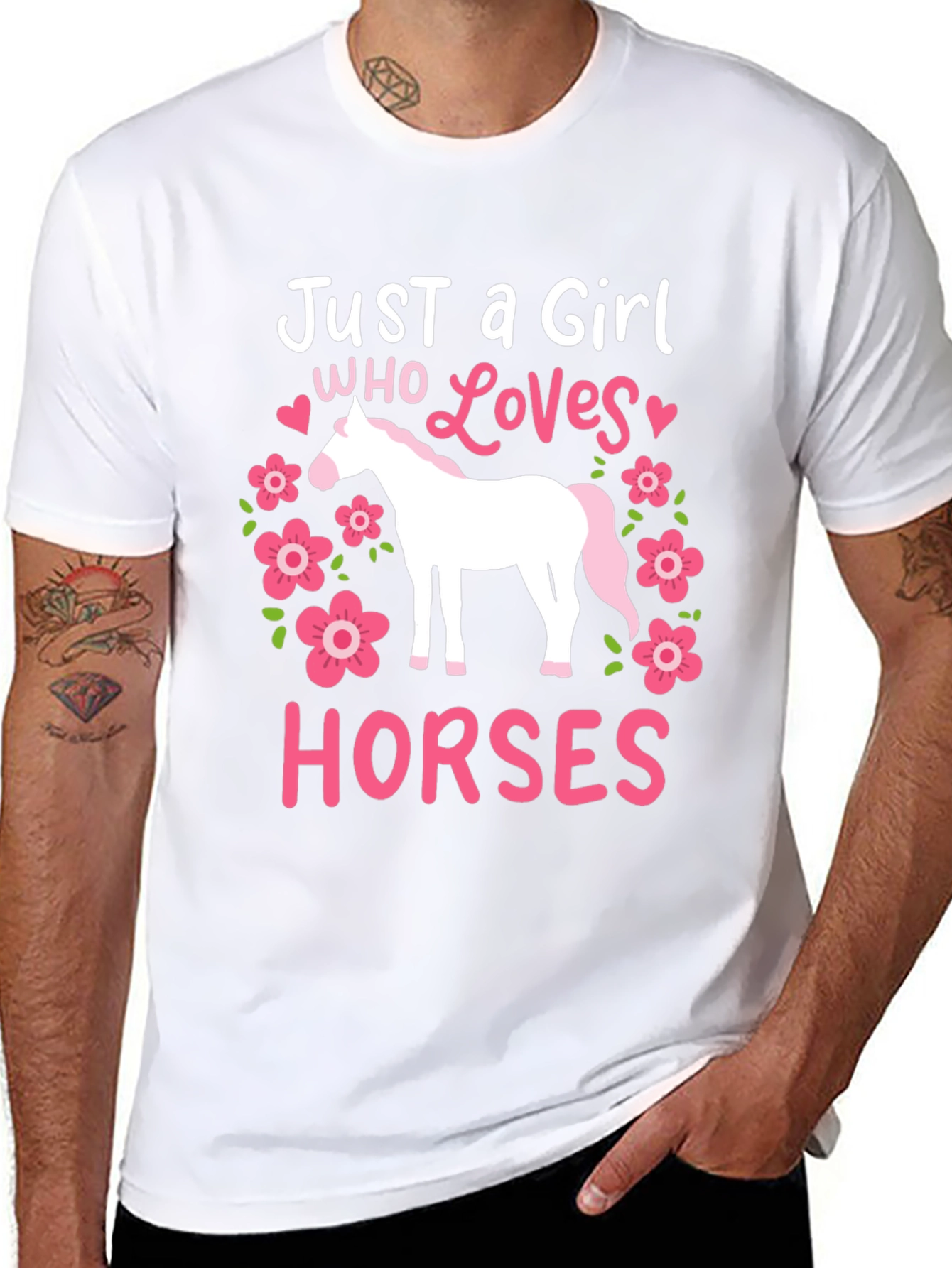 Black Just a Girl Who Loves Horses Graphic Tee view 8
