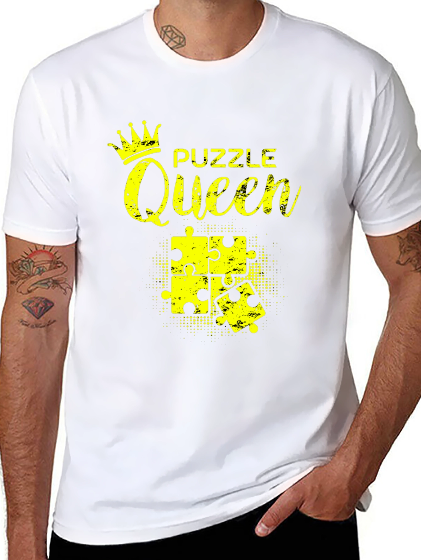 Black Puzzle Queen Black T-Shirt - Jigsaw Lover Tee view 8