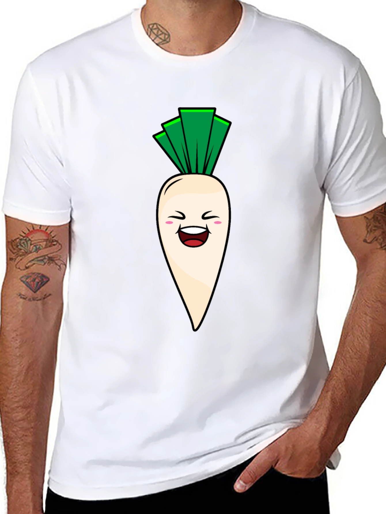 Black Funny Radish Graphic T-Shirt - Unisex view 8