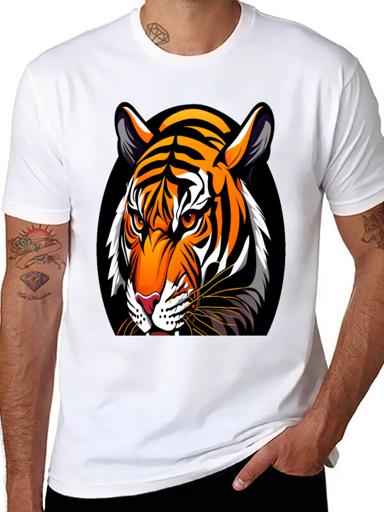 Black Bold Tiger Graphic Tee - Premium Black Cotton view 8