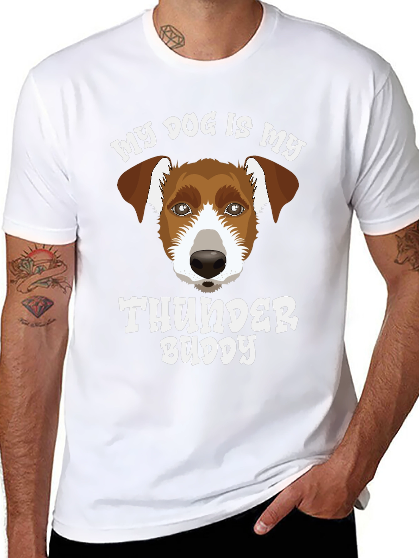 Black Dog Lover T-Shirt - My Dog Is My Thunder Buddy view 8