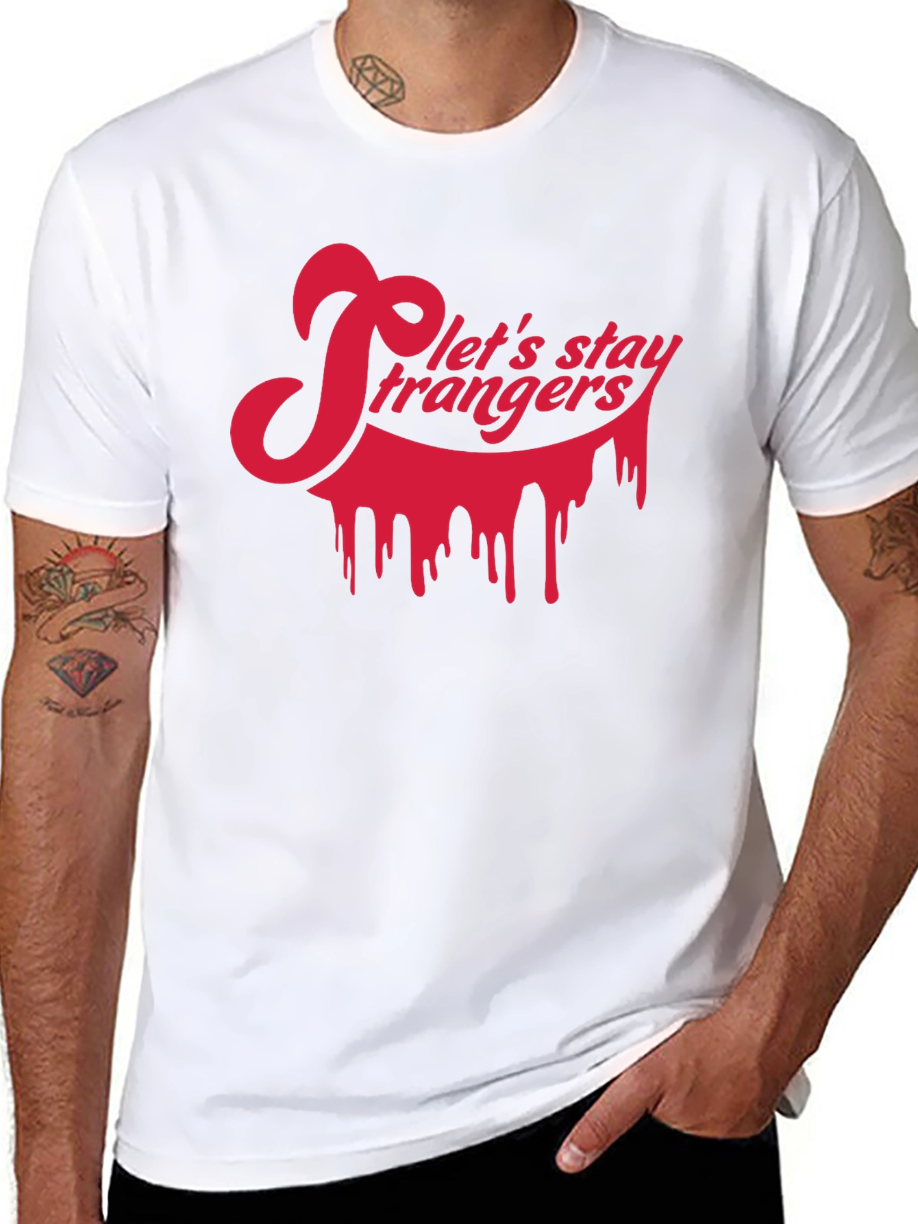 Black Let's Stay Strangers Black Graphic Tee view 8