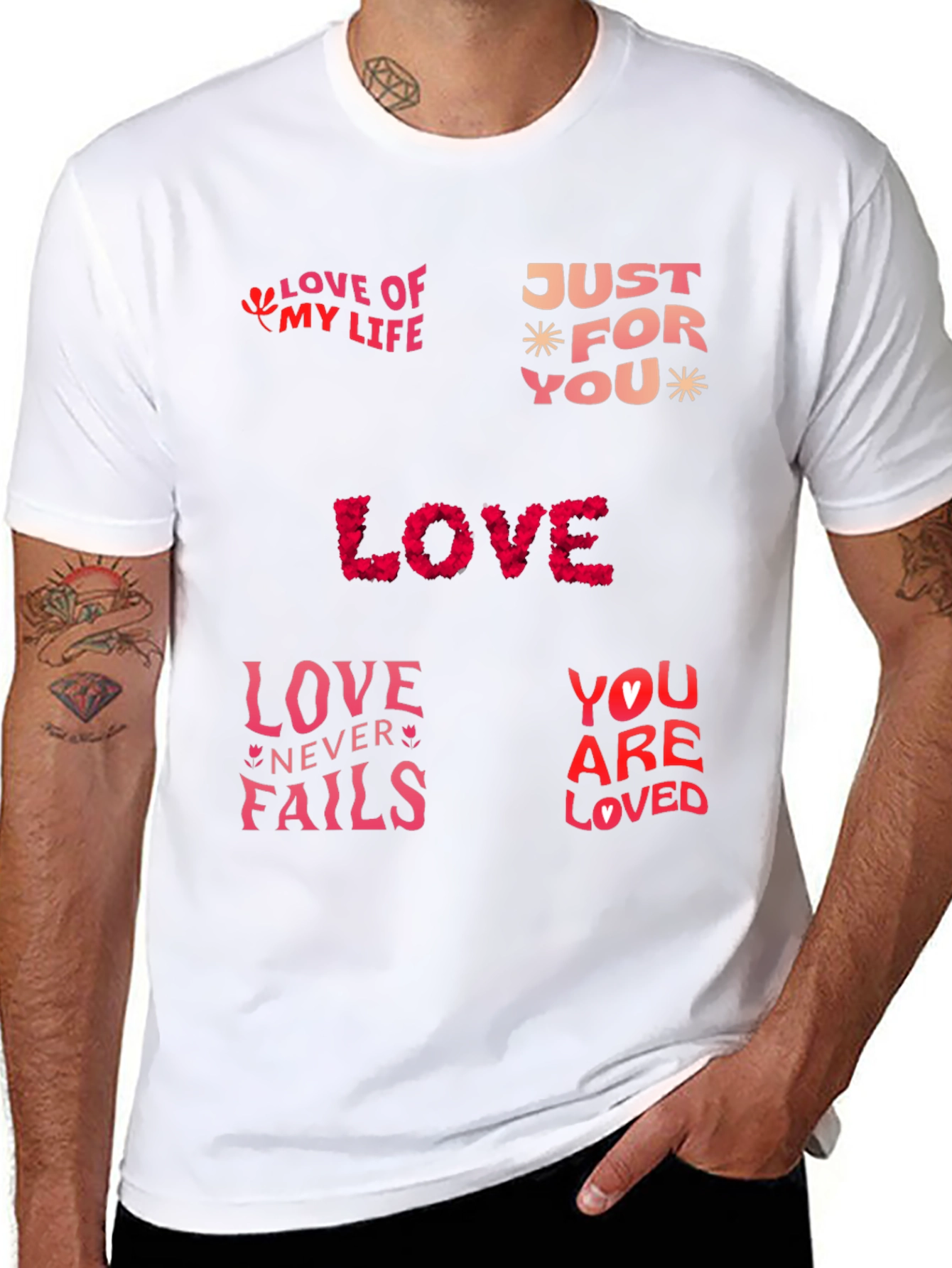 Black Love Themed Graphic Print T-Shirt view 8