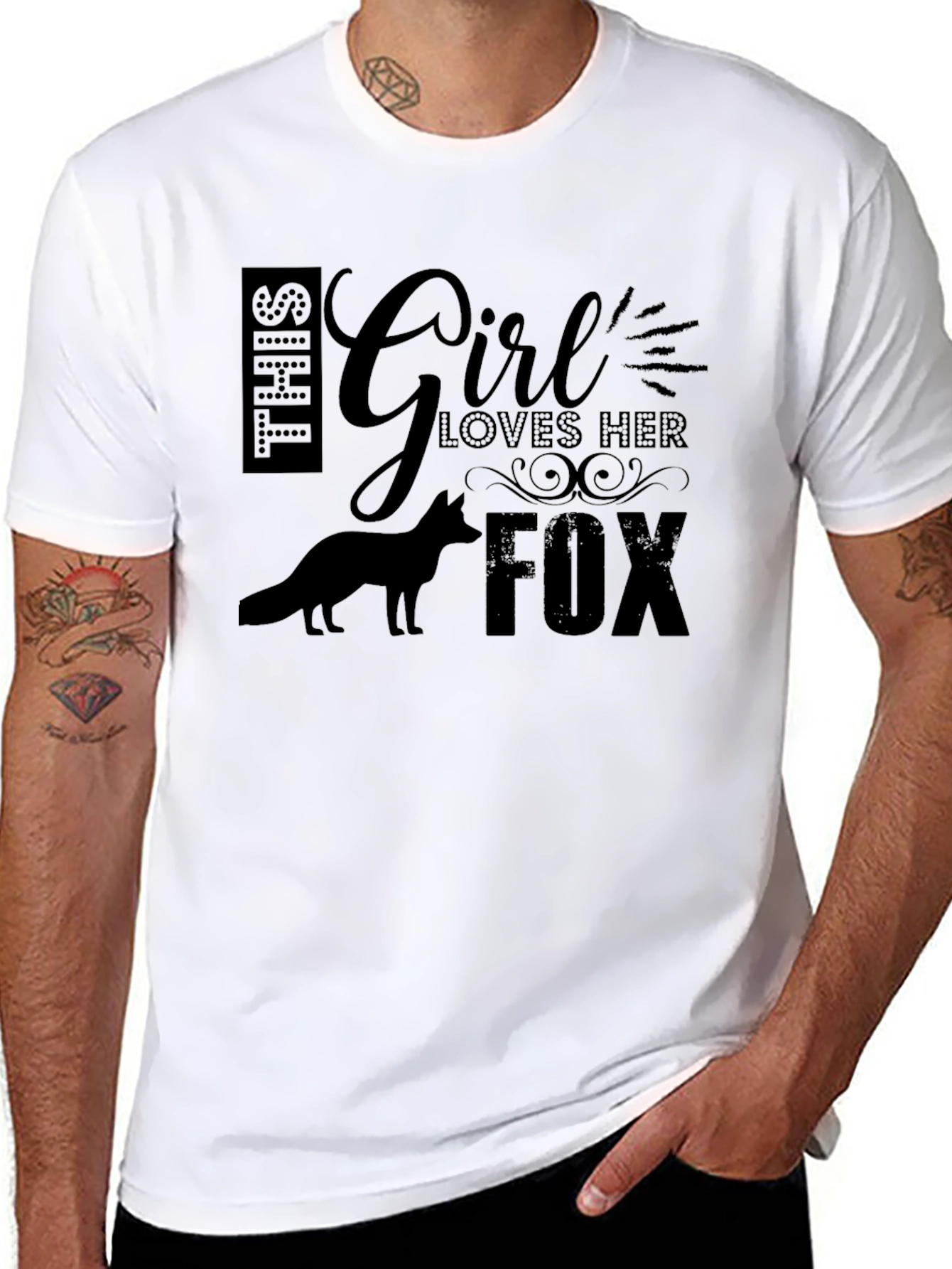 Black Girl Loves Her Fox Black T-Shirt view 8