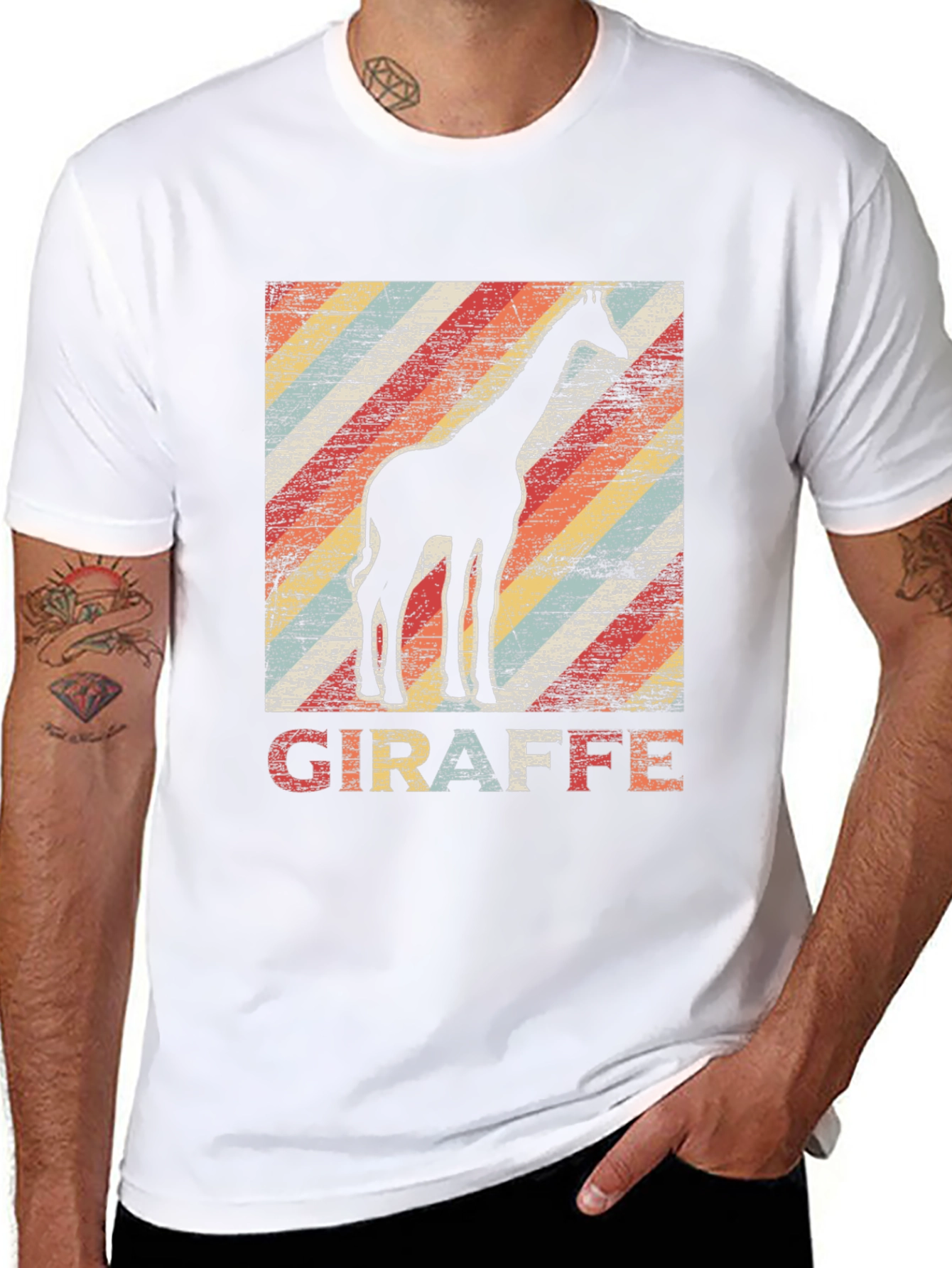 Black Retro Giraffe Graphic Tee view 8