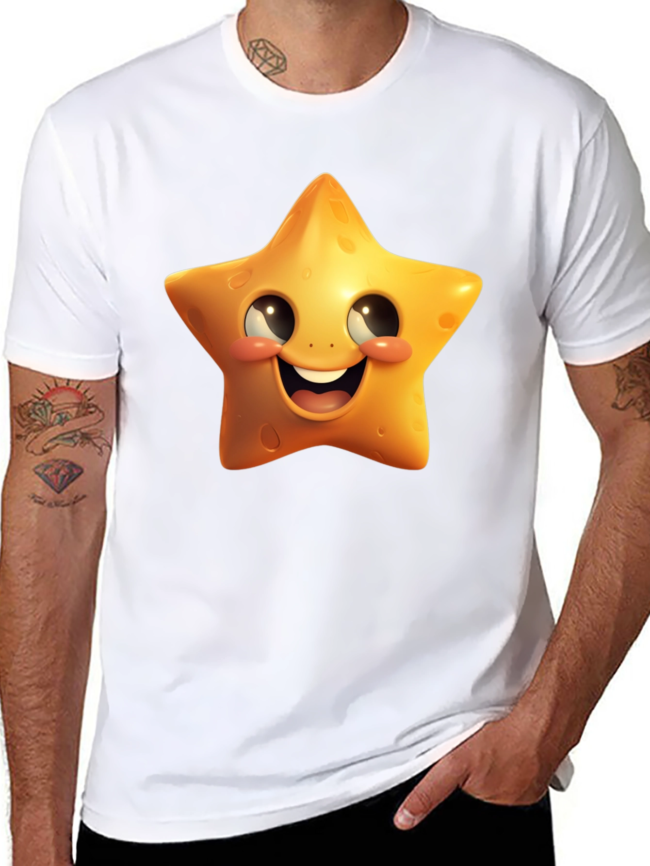 Black Star Cartoon Graphic Black T-Shirt view 8