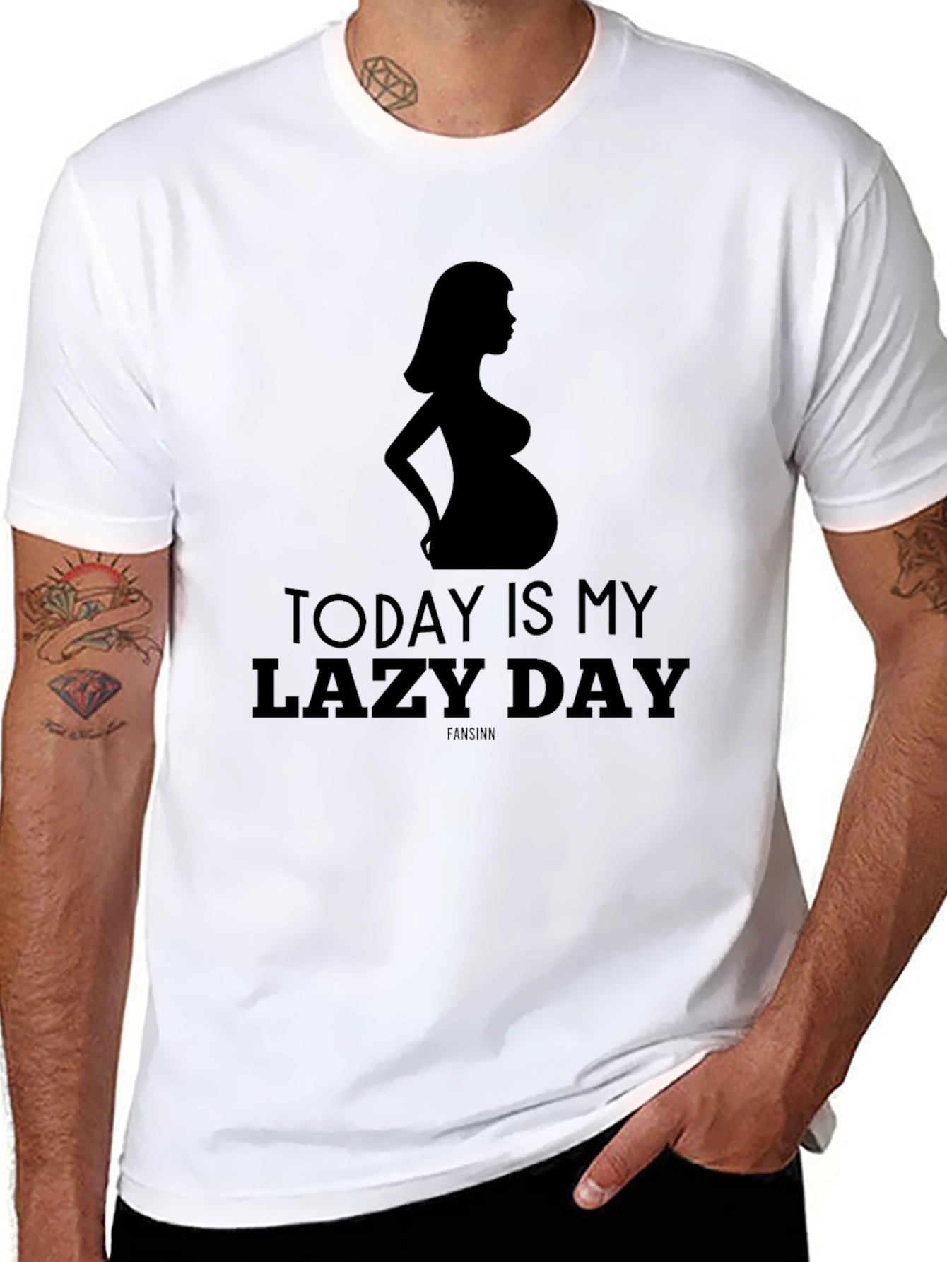 Black Funny Pregnancy Lazy Day T-Shirt for Mom view 8
