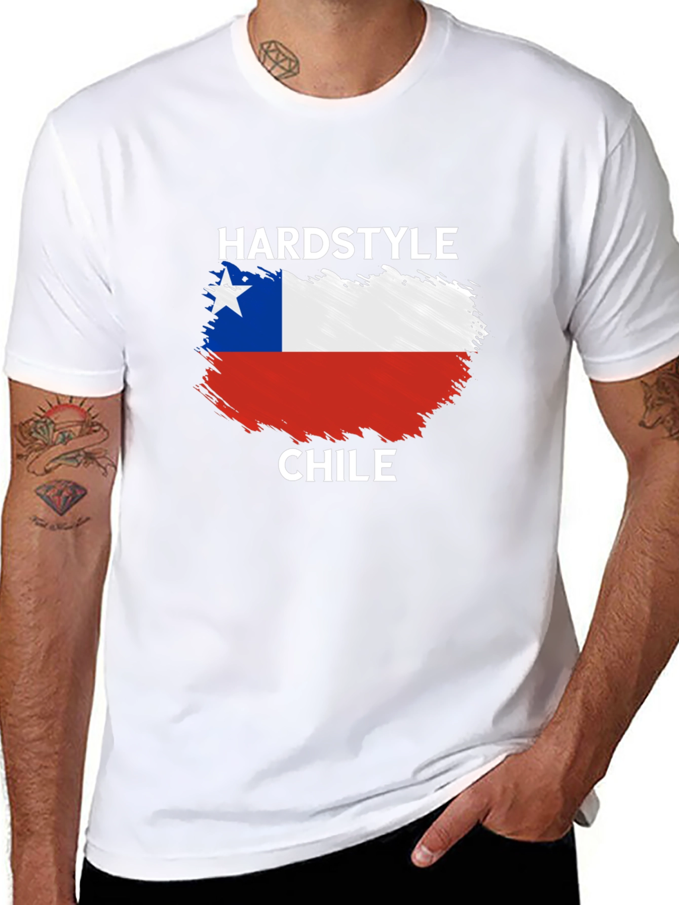 Black Hardstyle Chile Flag T-Shirt view 8