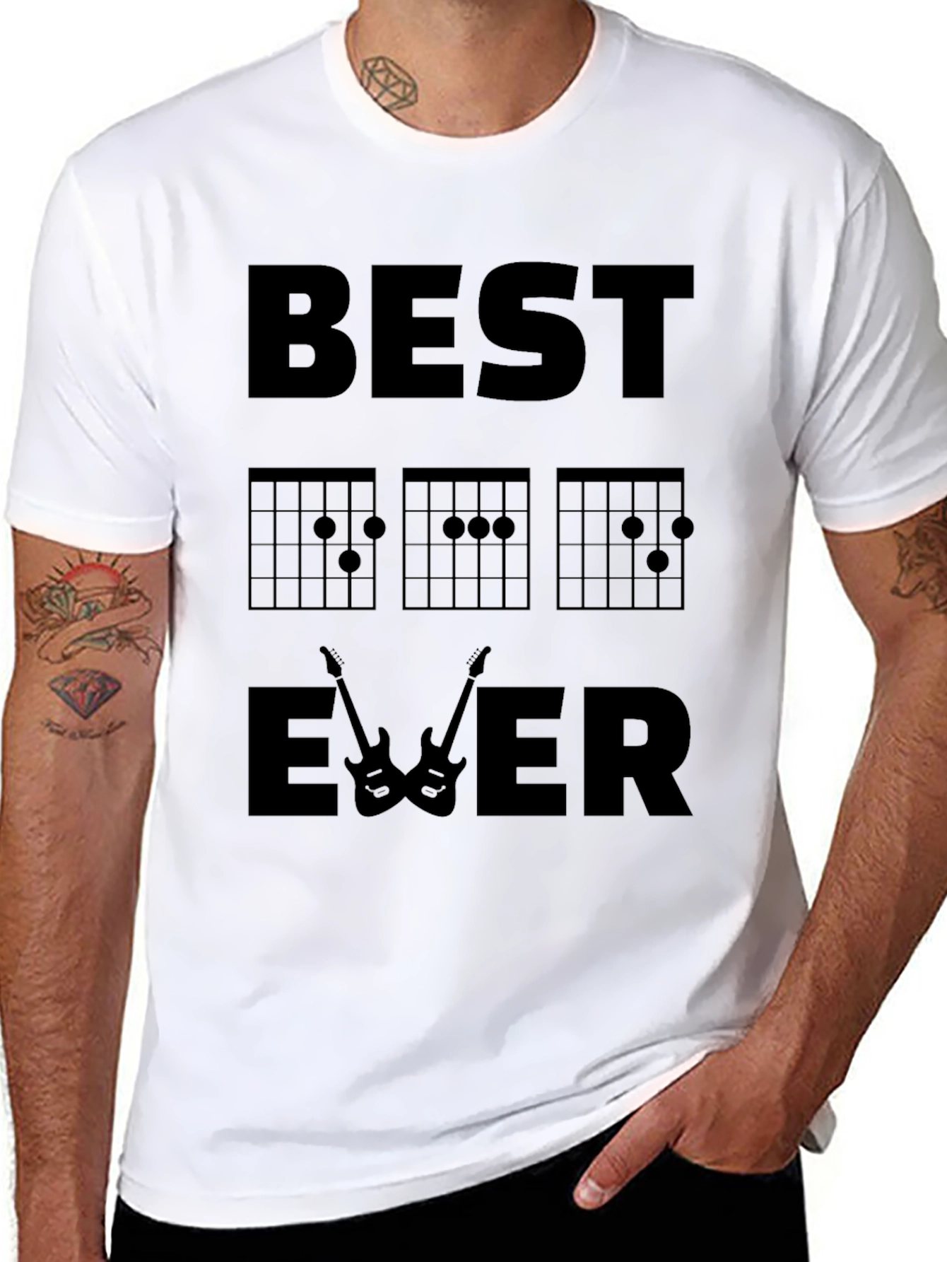 Black Best Guitar Chords Ever T-Shirt view 8