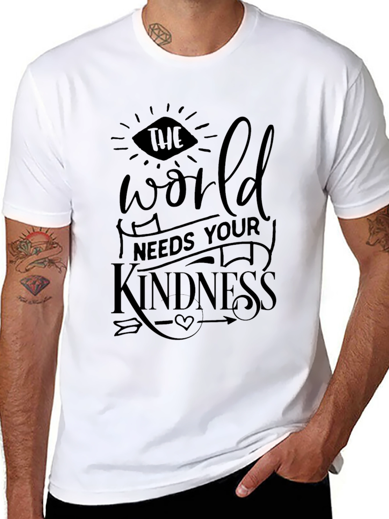 Black Kindness Graphic Print Black T-Shirt view 8