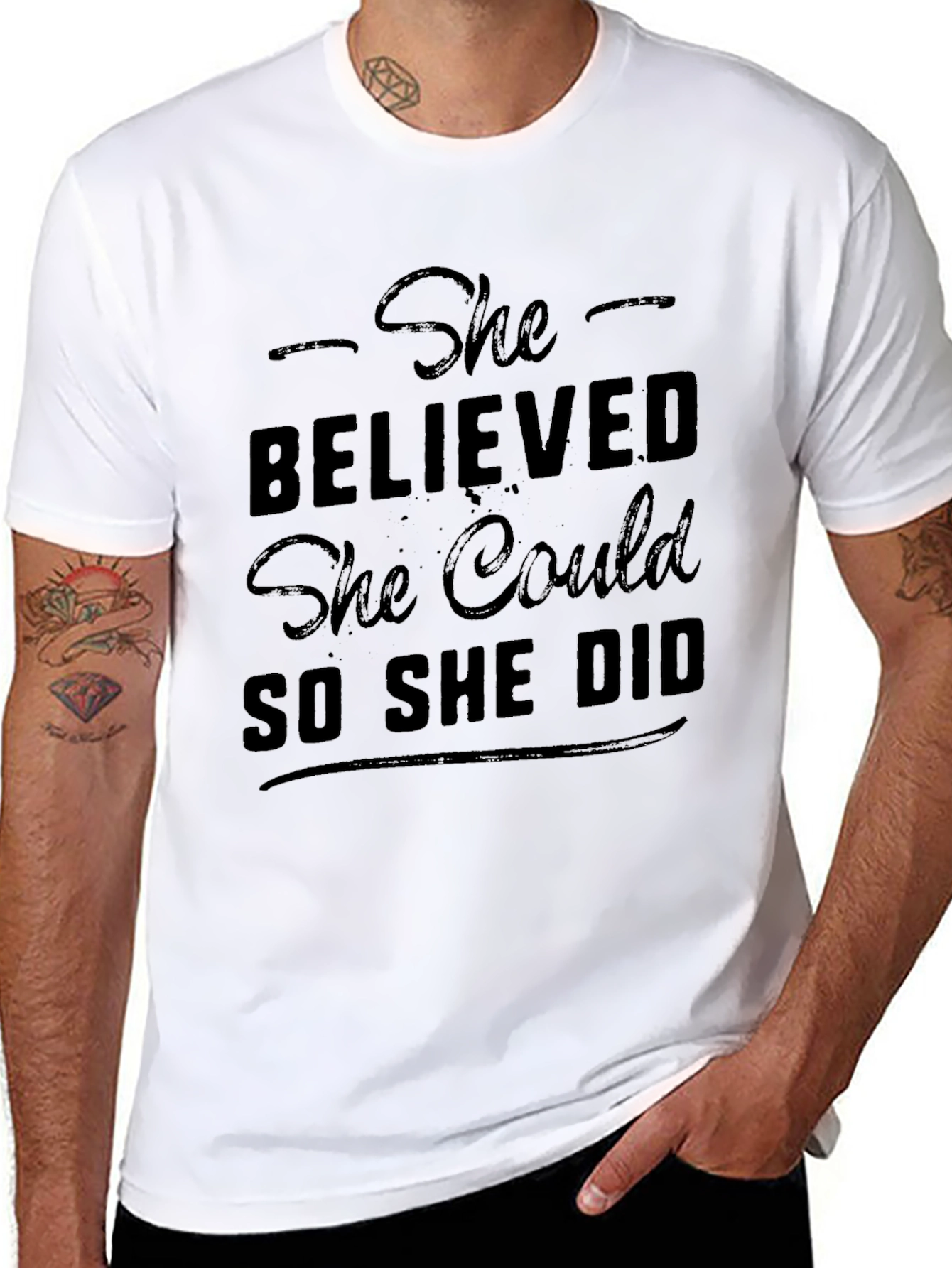 Black She Believed She Could Tee view 8