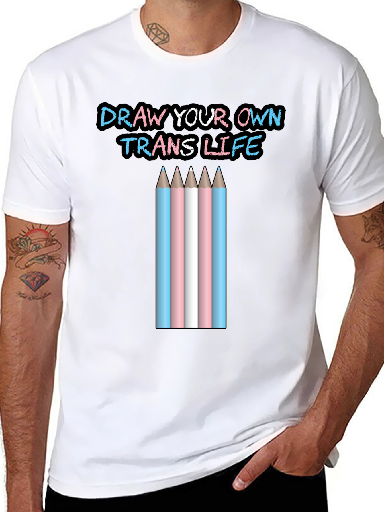 Black Draw Your Own Trans Life T-Shirt view 8