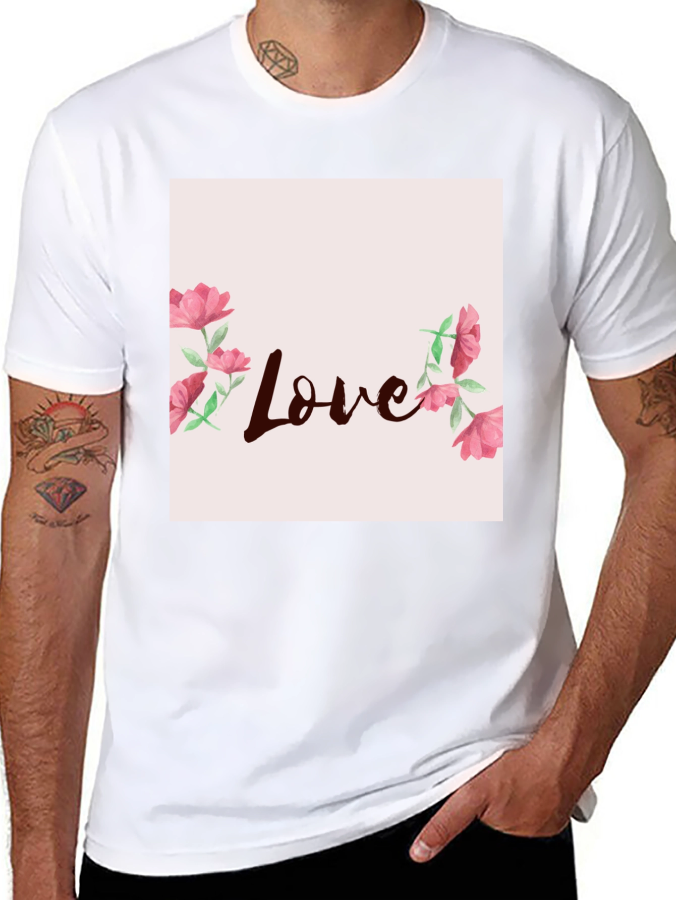 Black Floral Love Graphic Tee - Stylish Casual Wear view 8