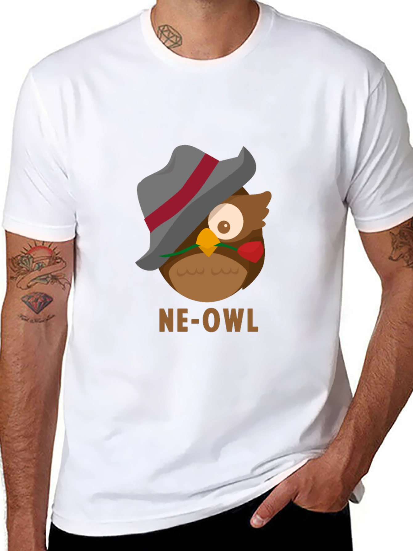 Black NE-OWL Graphic Tee - Stylish Owl Design view 8